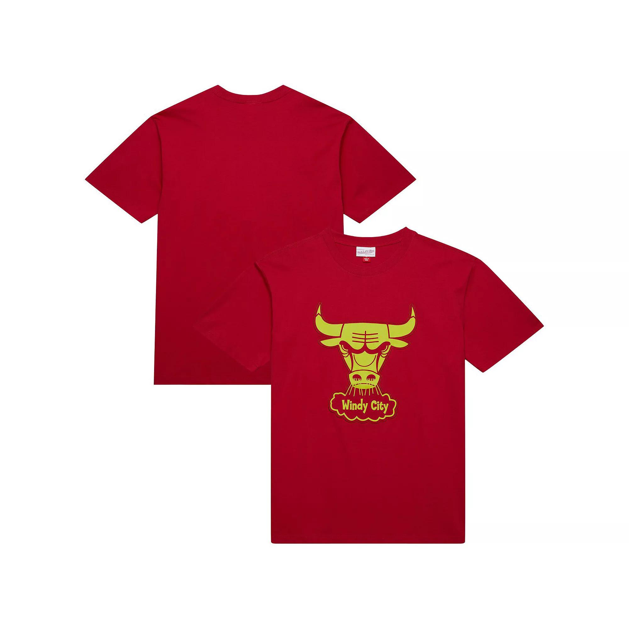 Men's Mitchell & Ness Red Chicago Bulls Hardwood Classics Neon Nights Premium T-Shirt,  Product Image