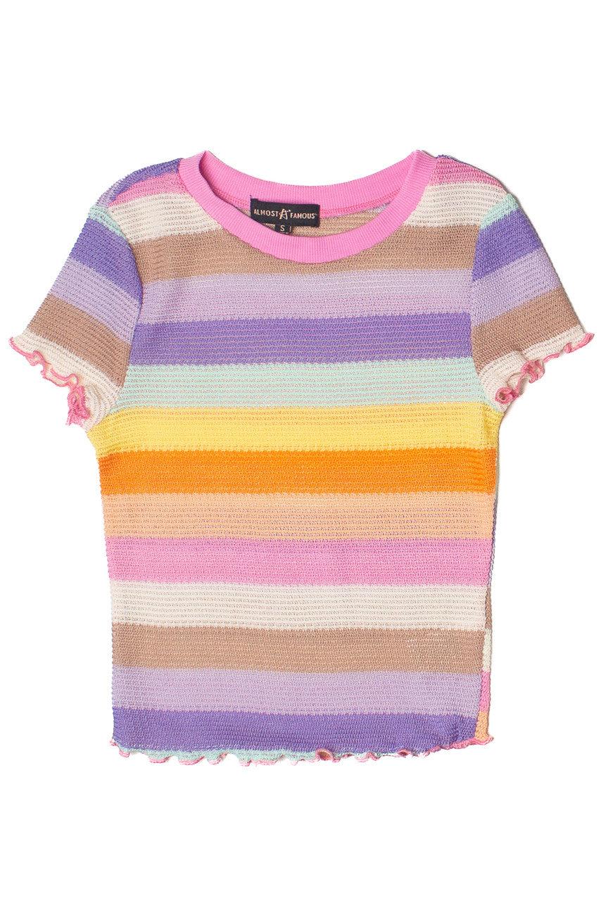 Crochet Stripe Lettuce Edge Tee Product Image