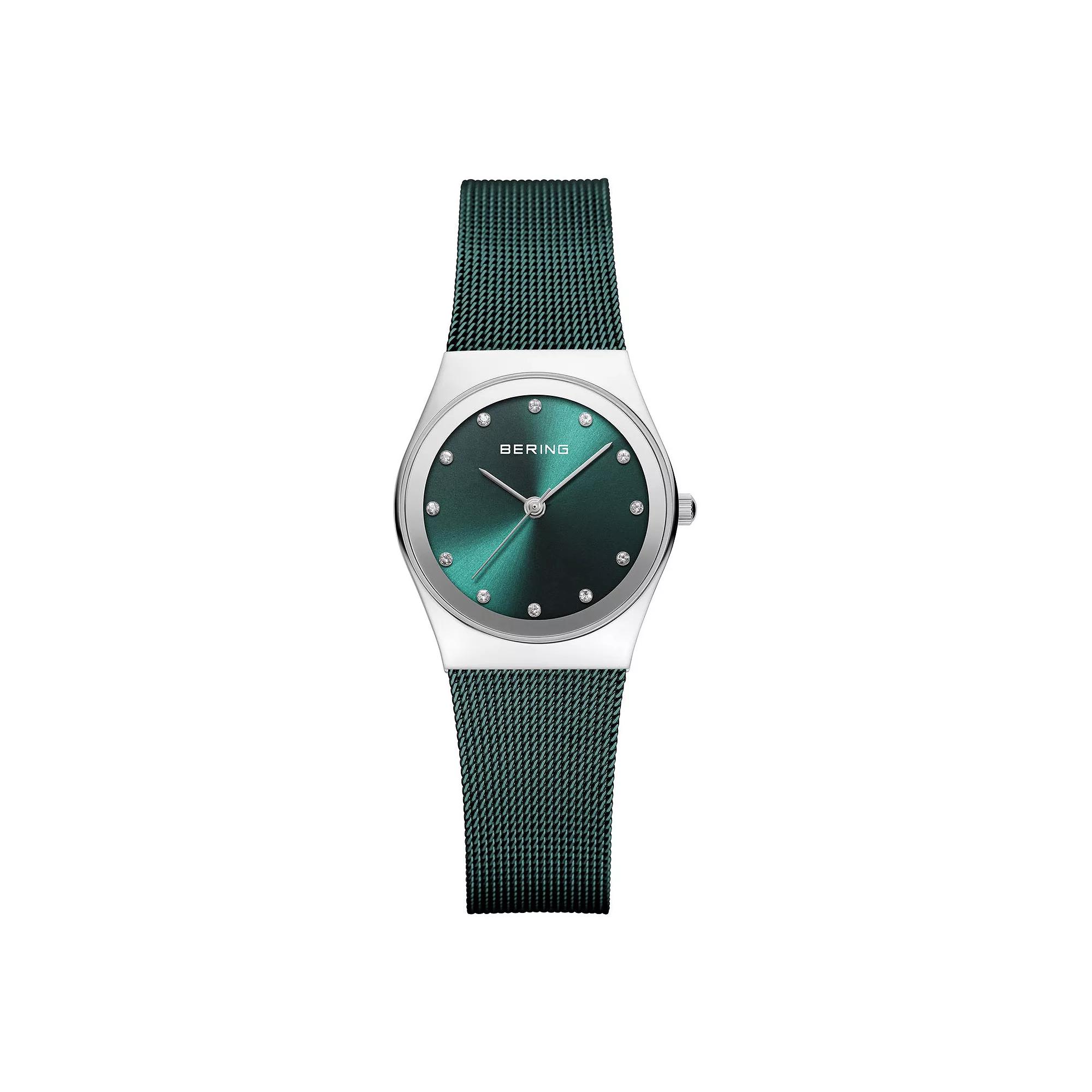 BERING Women's Stainless Steel Green Milanese Strap Watch, Size: Small Product Image