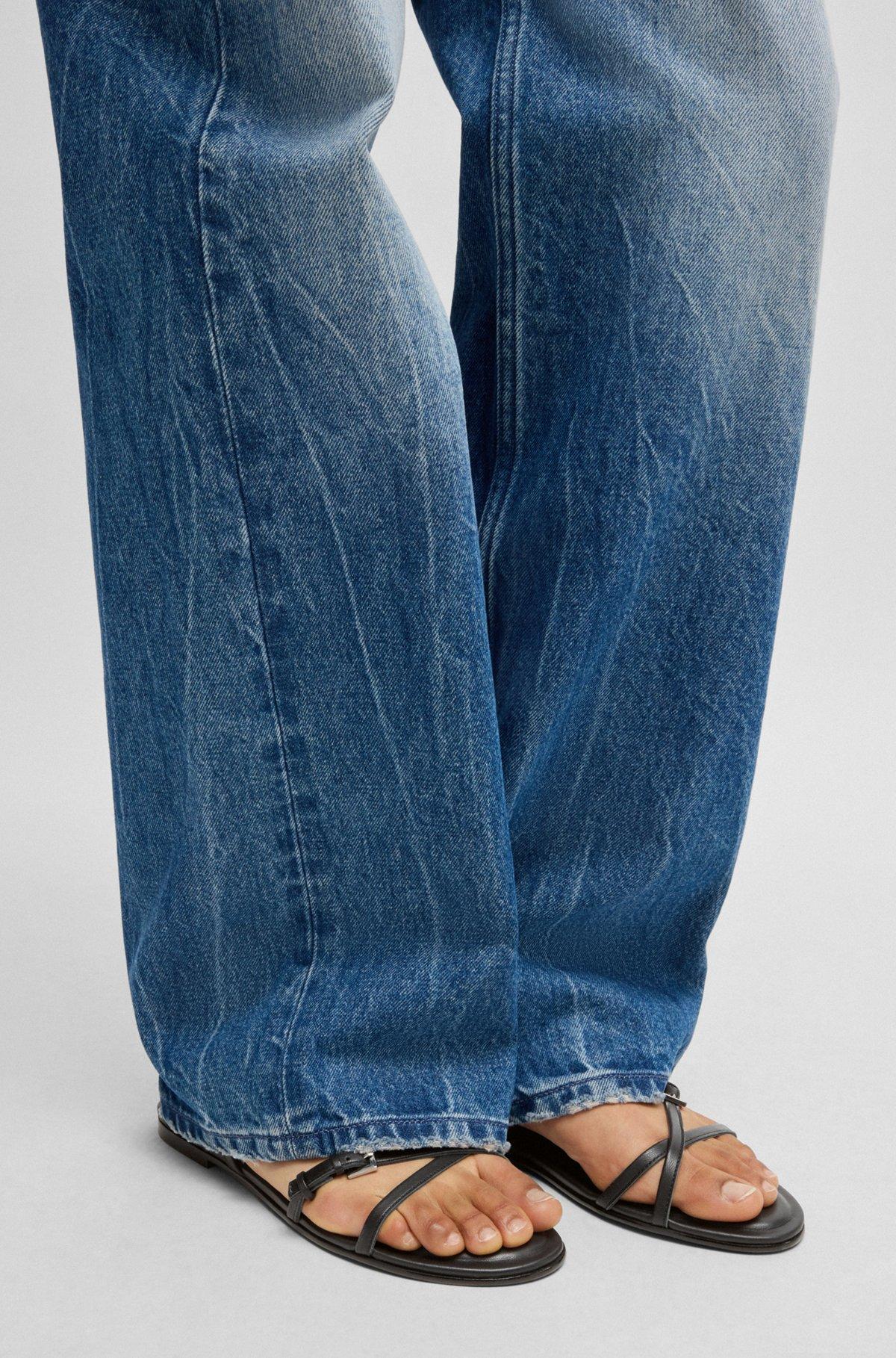 Flat sandals in nappa leather with logo buckles Product Image