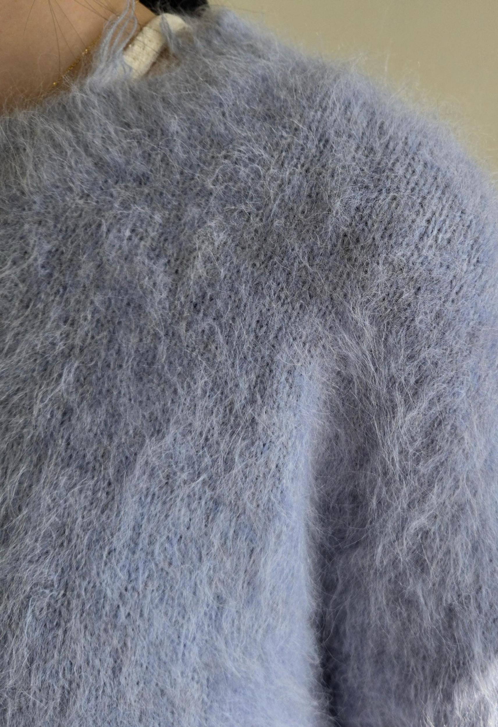 Blue Alpaca Wool Distressed Sweater Product Image