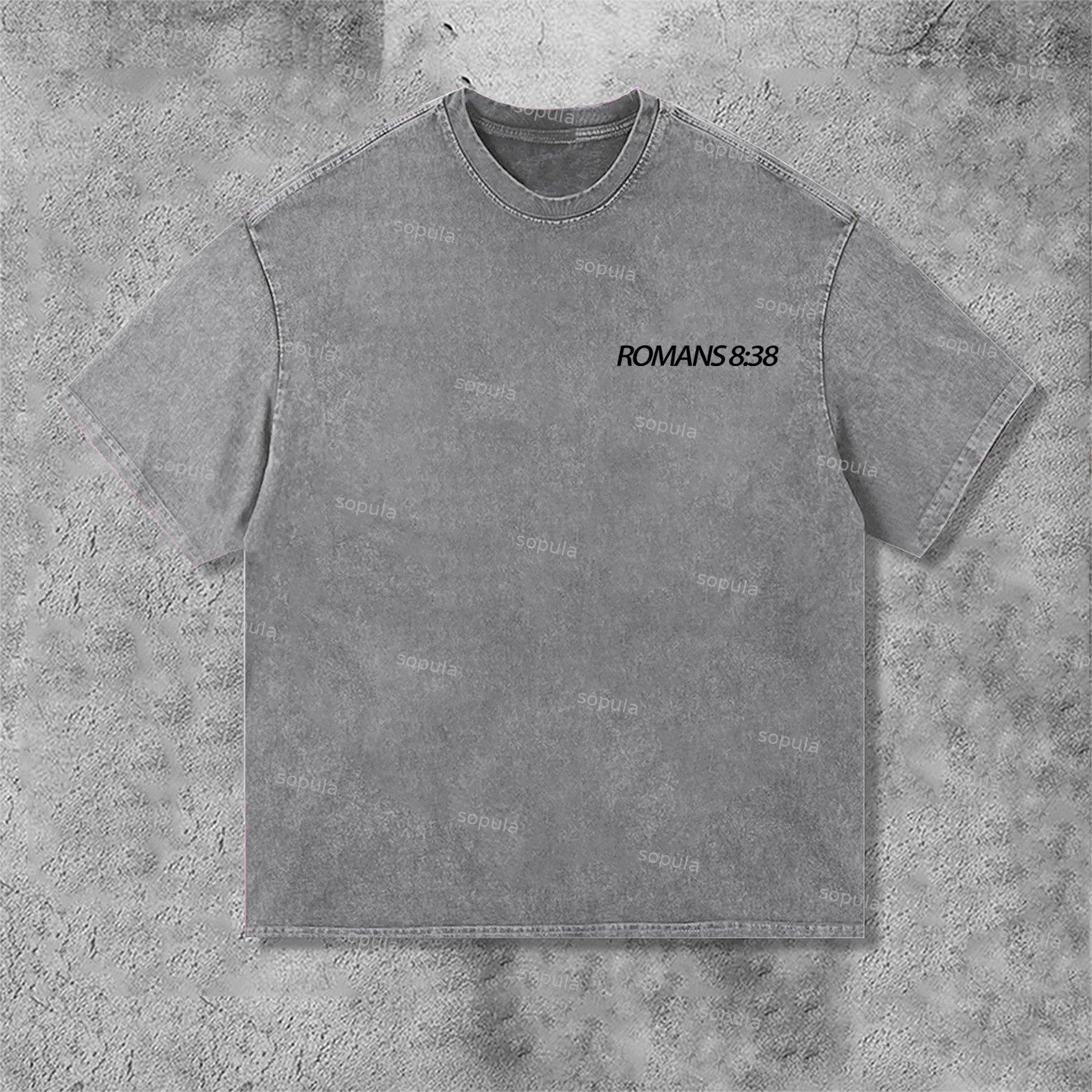 Romans 8 38 Faith Over Fear Graphic Print Acid Washed T-Shirt Product Image