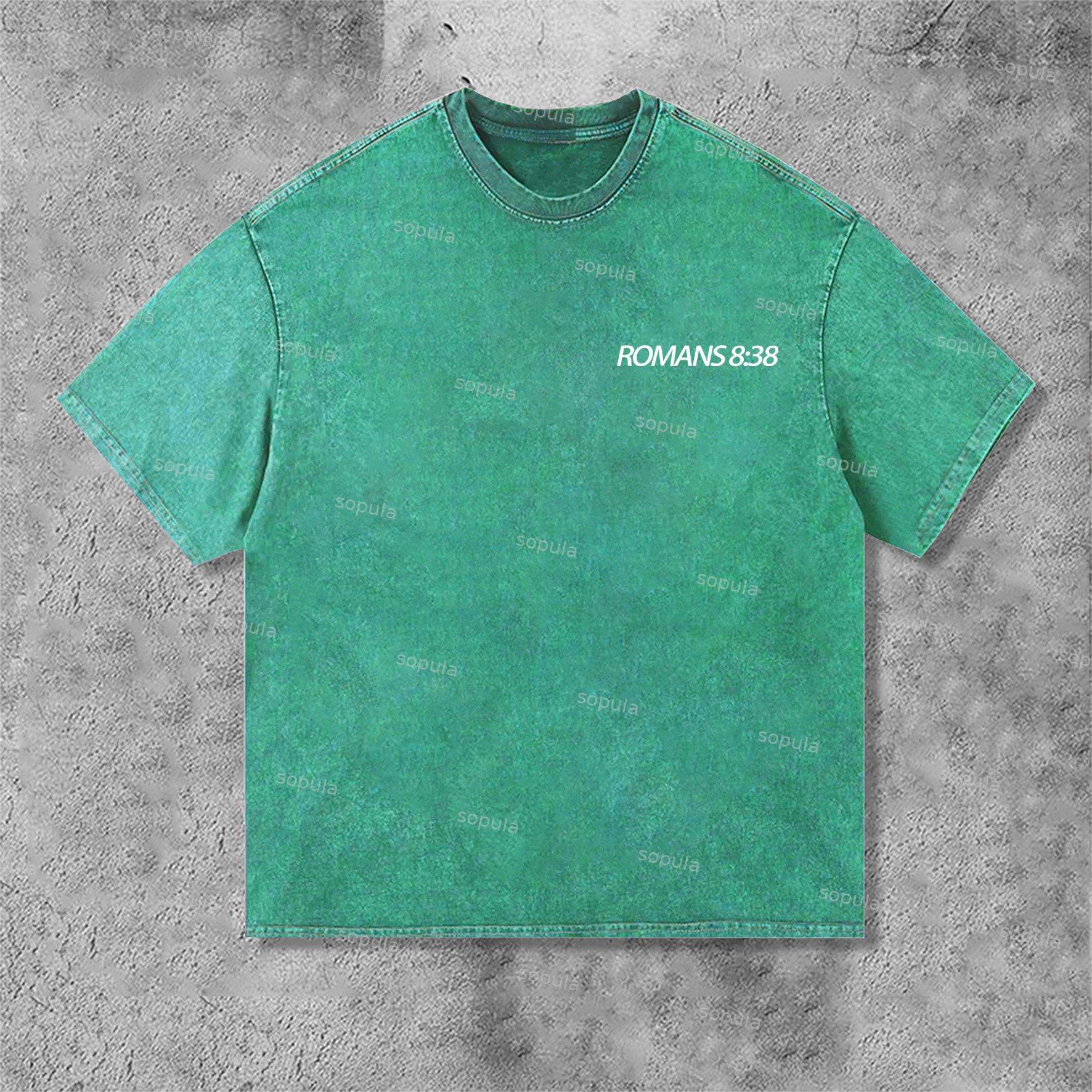 Romans 8 38 Faith Over Fear Graphic Print Acid Washed T-Shirt Product Image