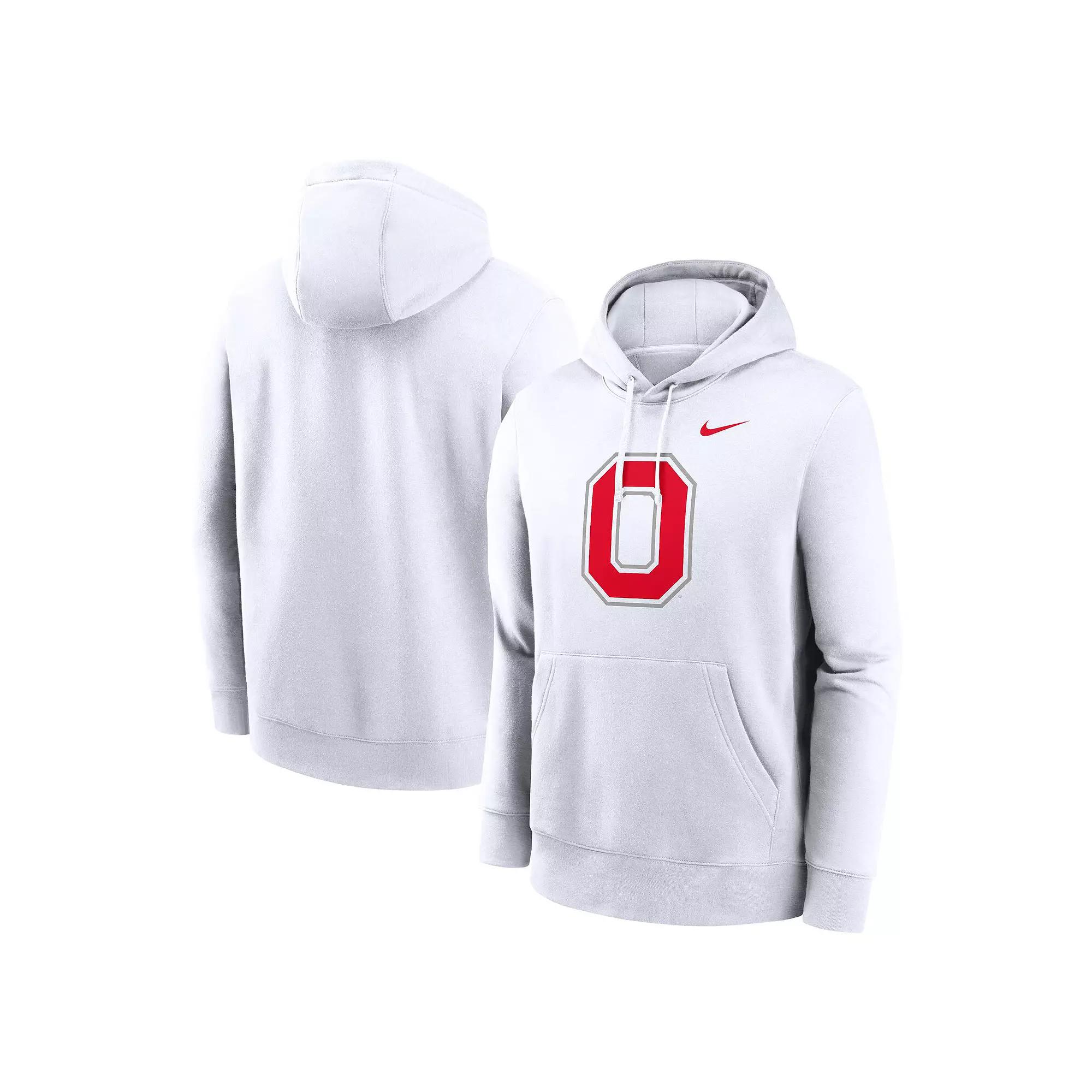 Men's Nike White Ohio State Buckeyes Primetime Alternate Logo Club Fleece Pullover Hoodie, Size: XL Product Image