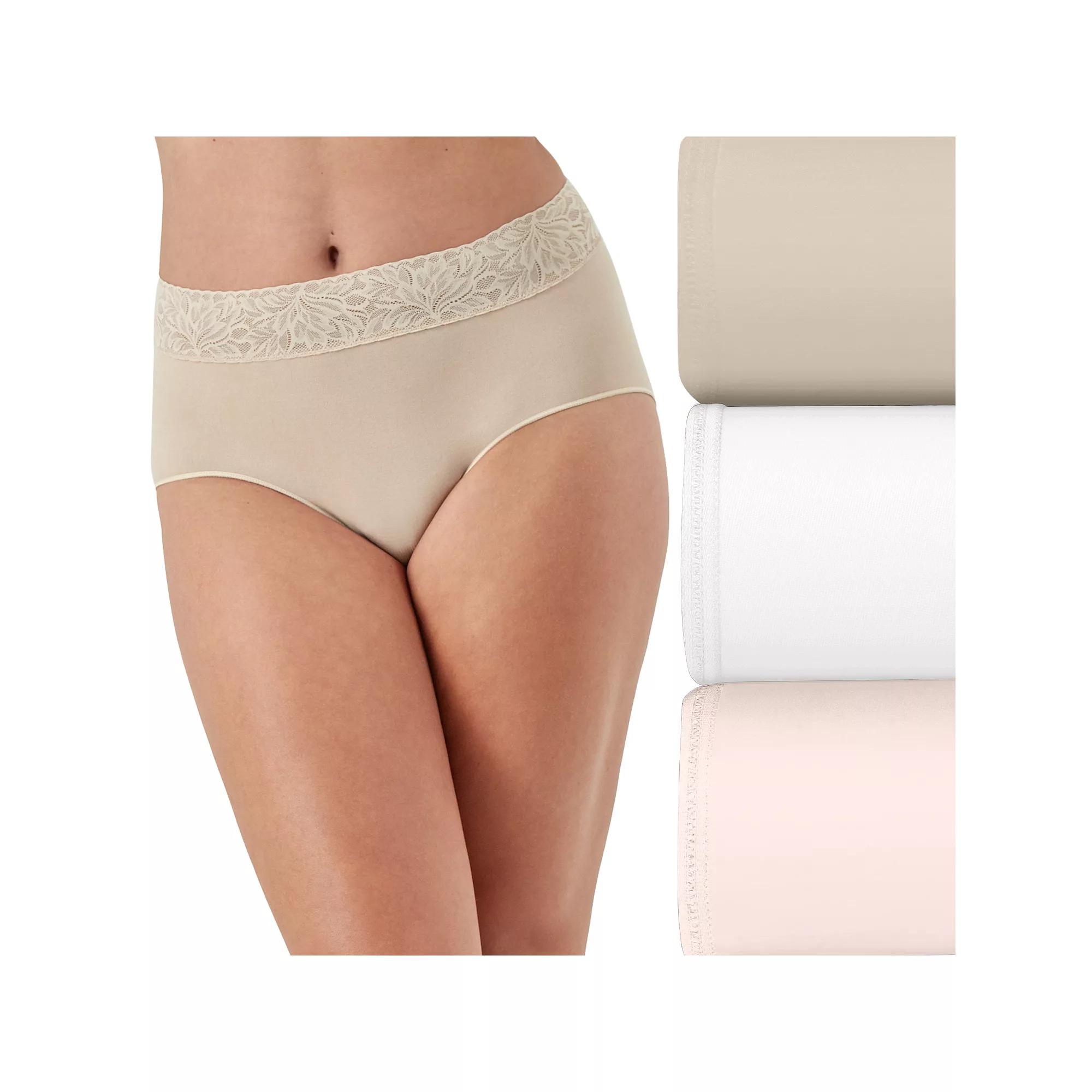 Bali 3-Pack Modern Seamless Lace Trim Brief Underwear DFMLB3, Women's,  Product Image