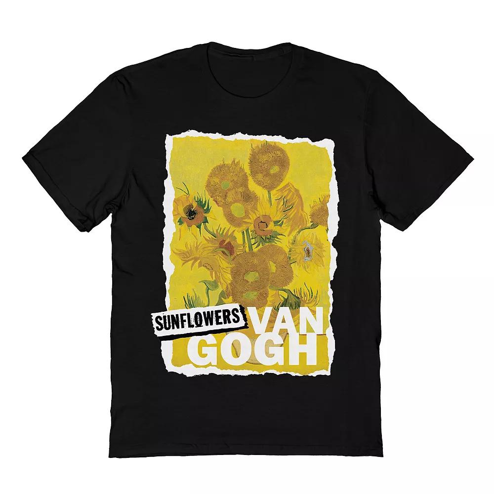 Men's Van Gogh Sunflowers Tee, Size: Large, Black Product Image