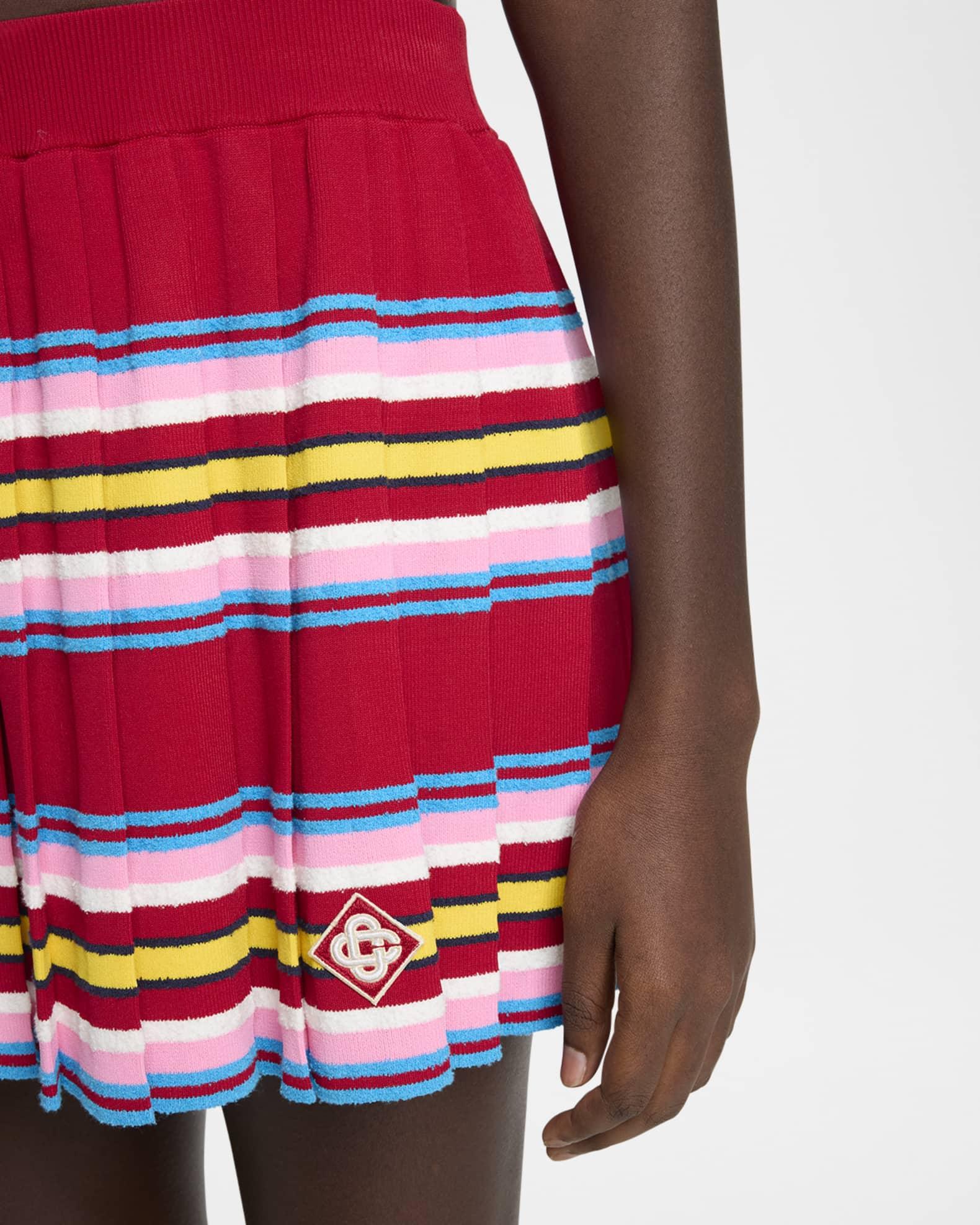 Stripe Pleated Logo Patch Mini Skirt Product Image