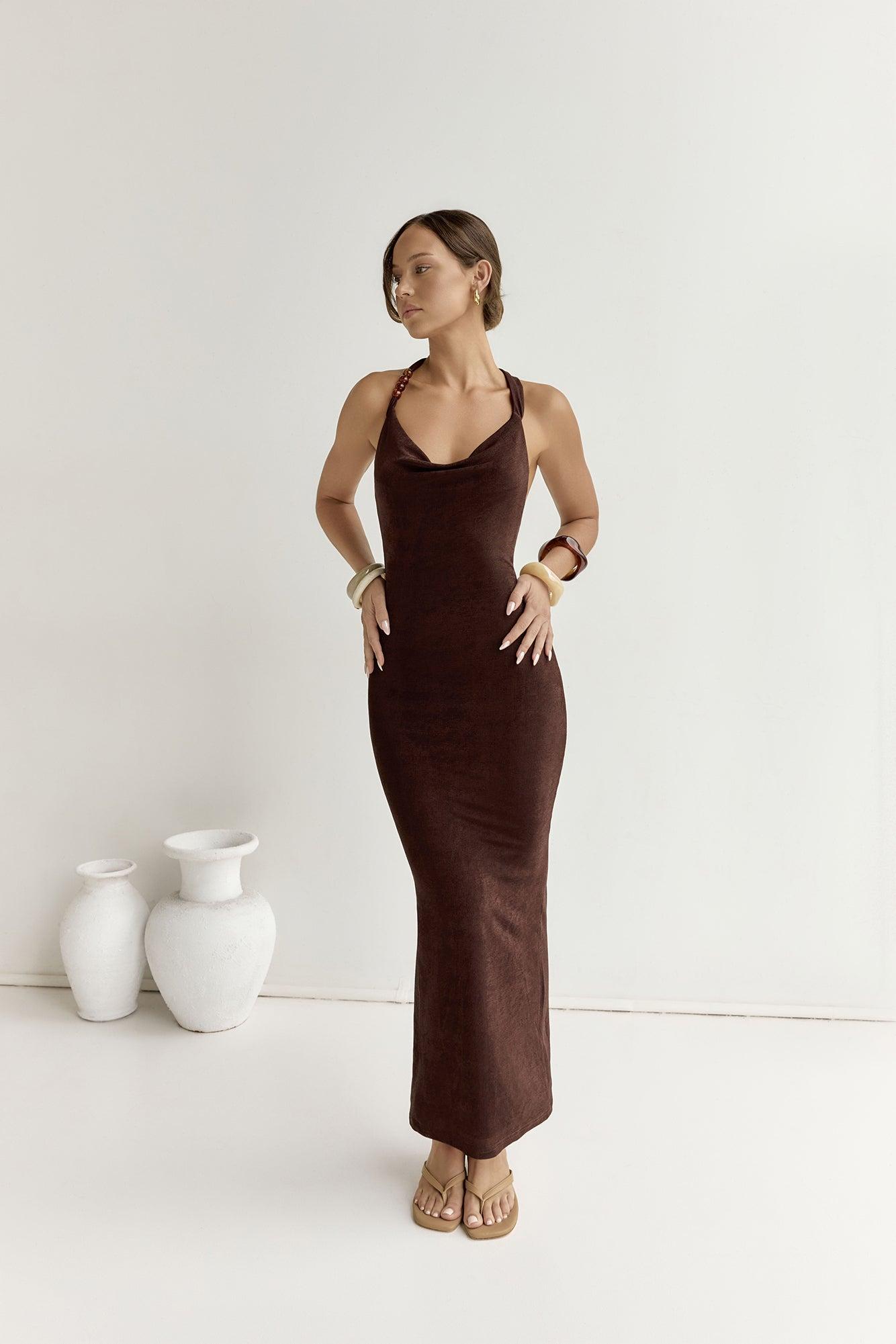 Enora Maxi Dress Espresso Product Image