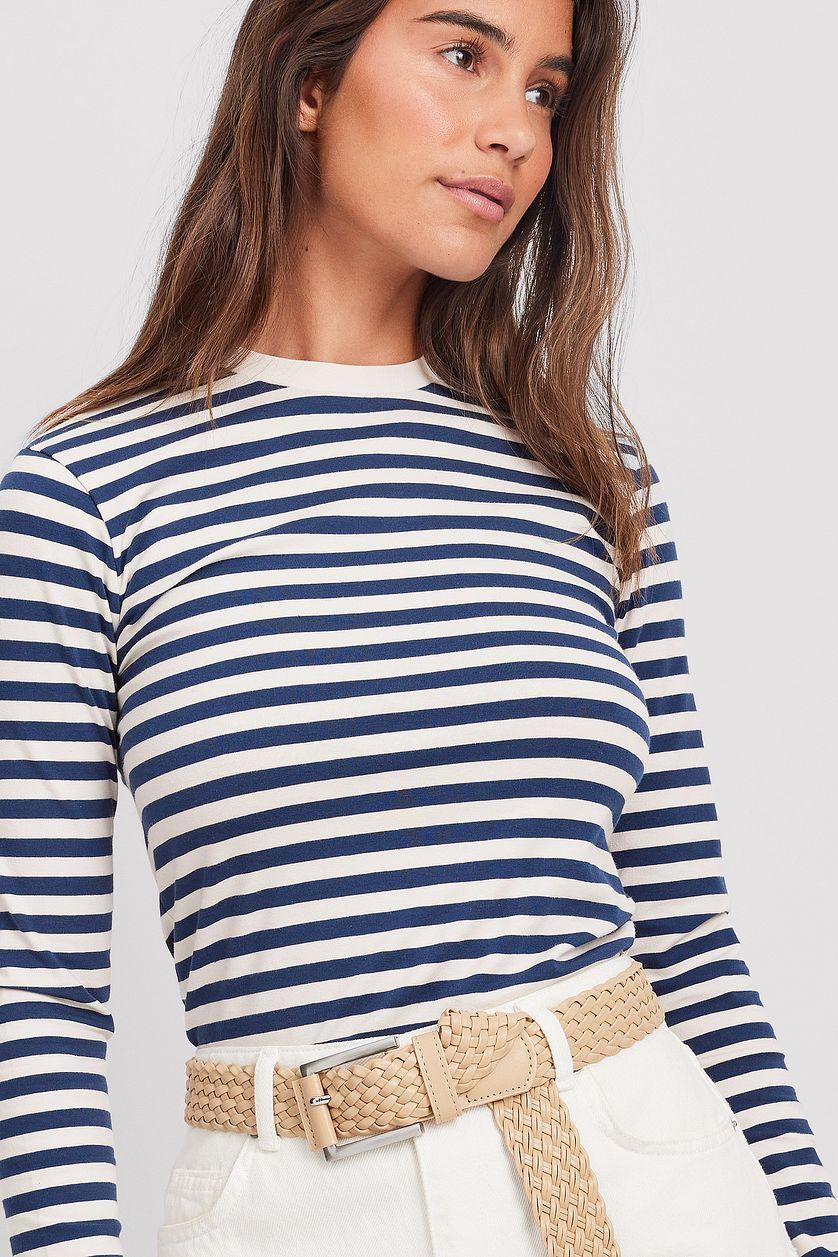 Long Sleeve Striped Fitted Top Product Image