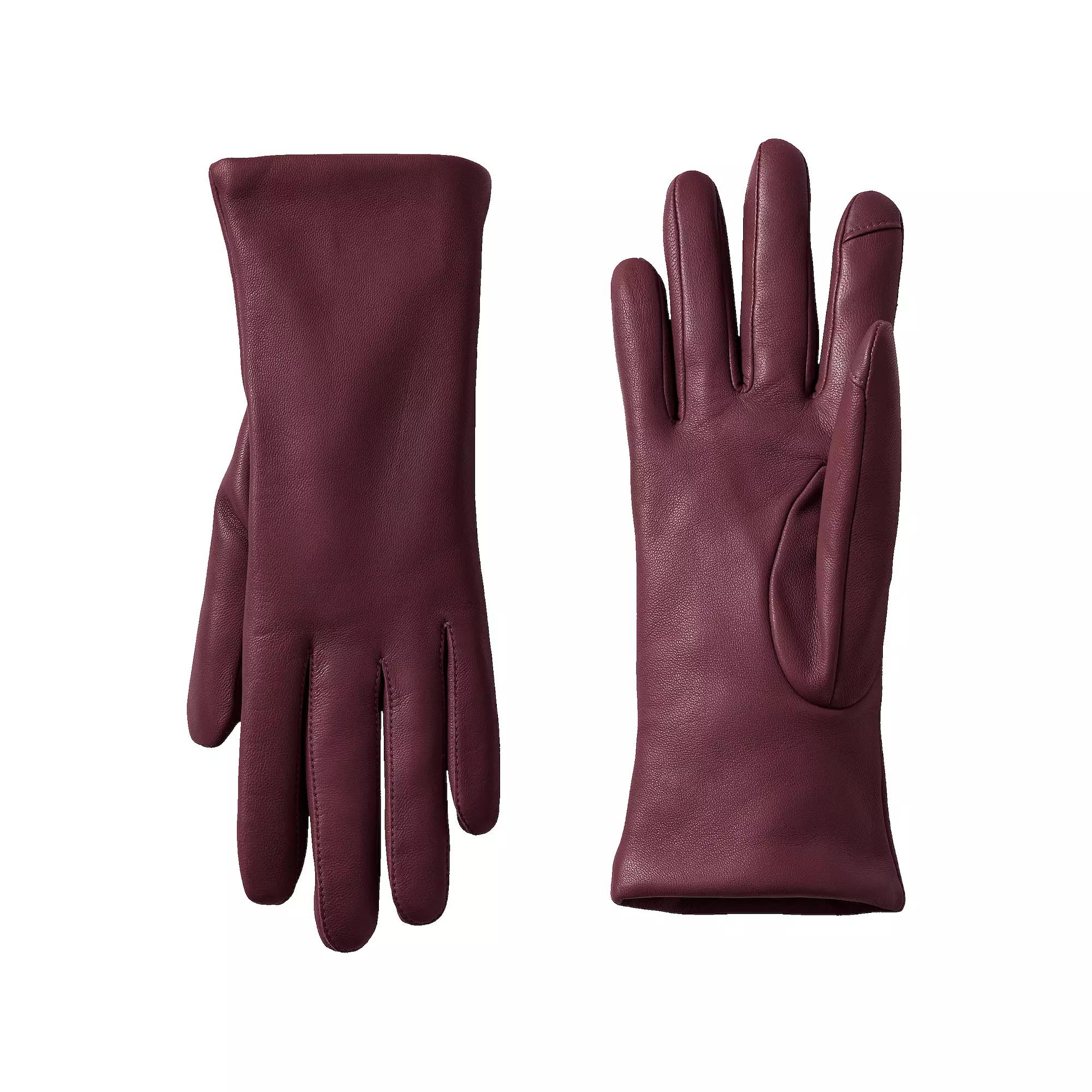 Women's Lands' End Touch Screen Compatible Leather Gloves with Cashmere Lining,  Product Image