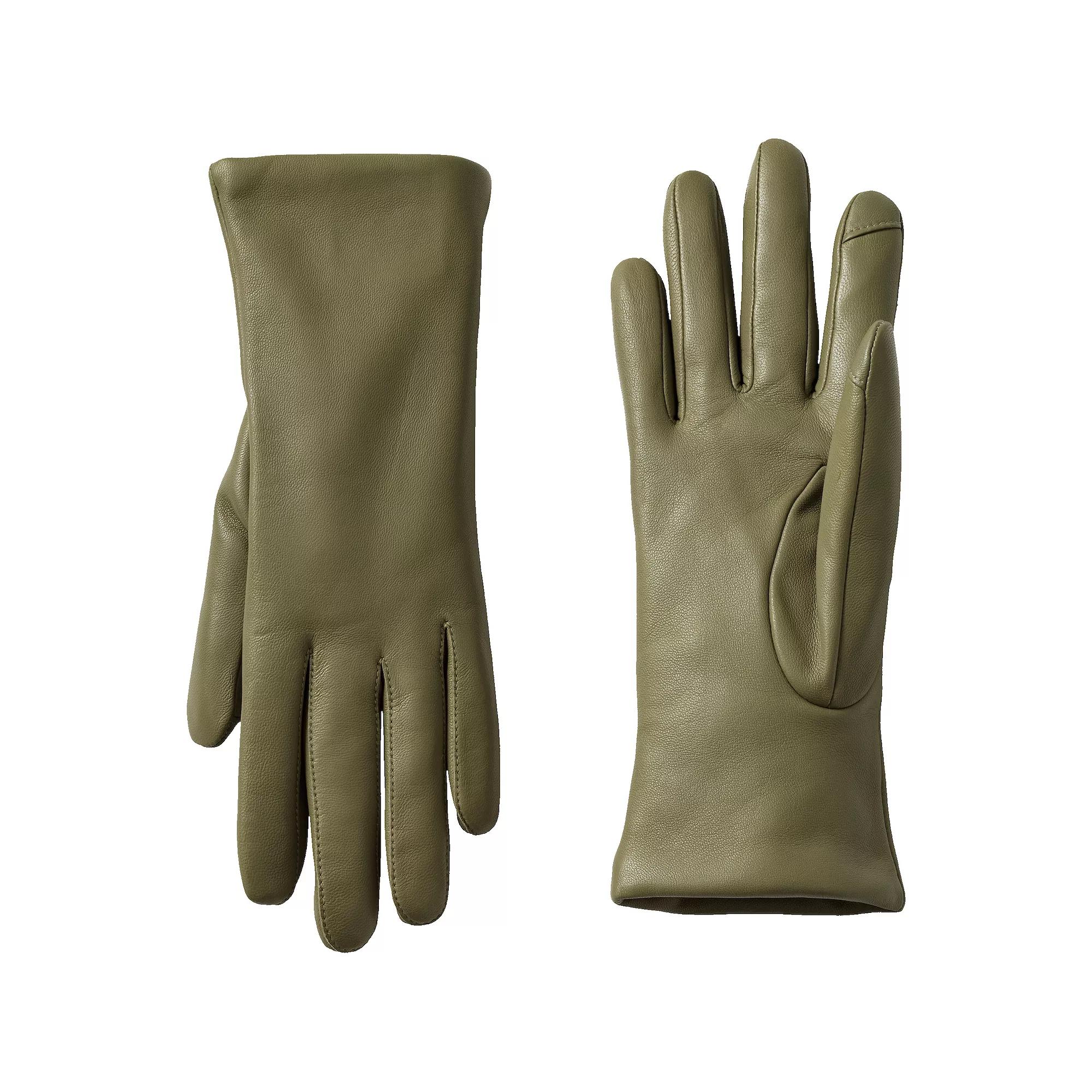 Women's Lands' End Touch Screen Compatible Leather Gloves with Cashmere Lining,  Product Image