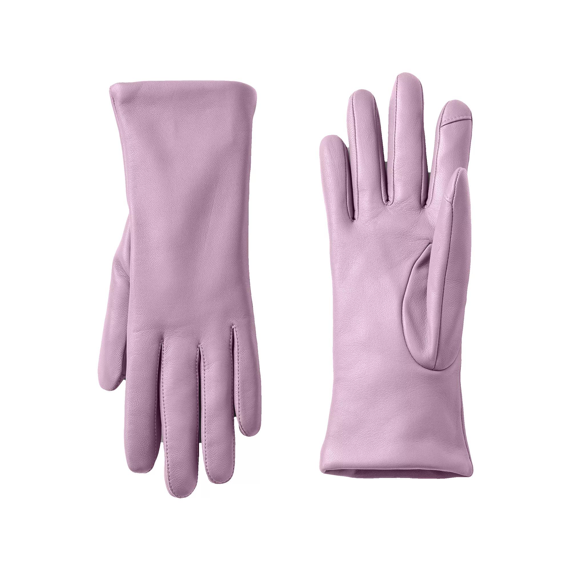 Women's Lands' End Touch Screen Compatible Leather Gloves with Cashmere Lining,  Product Image