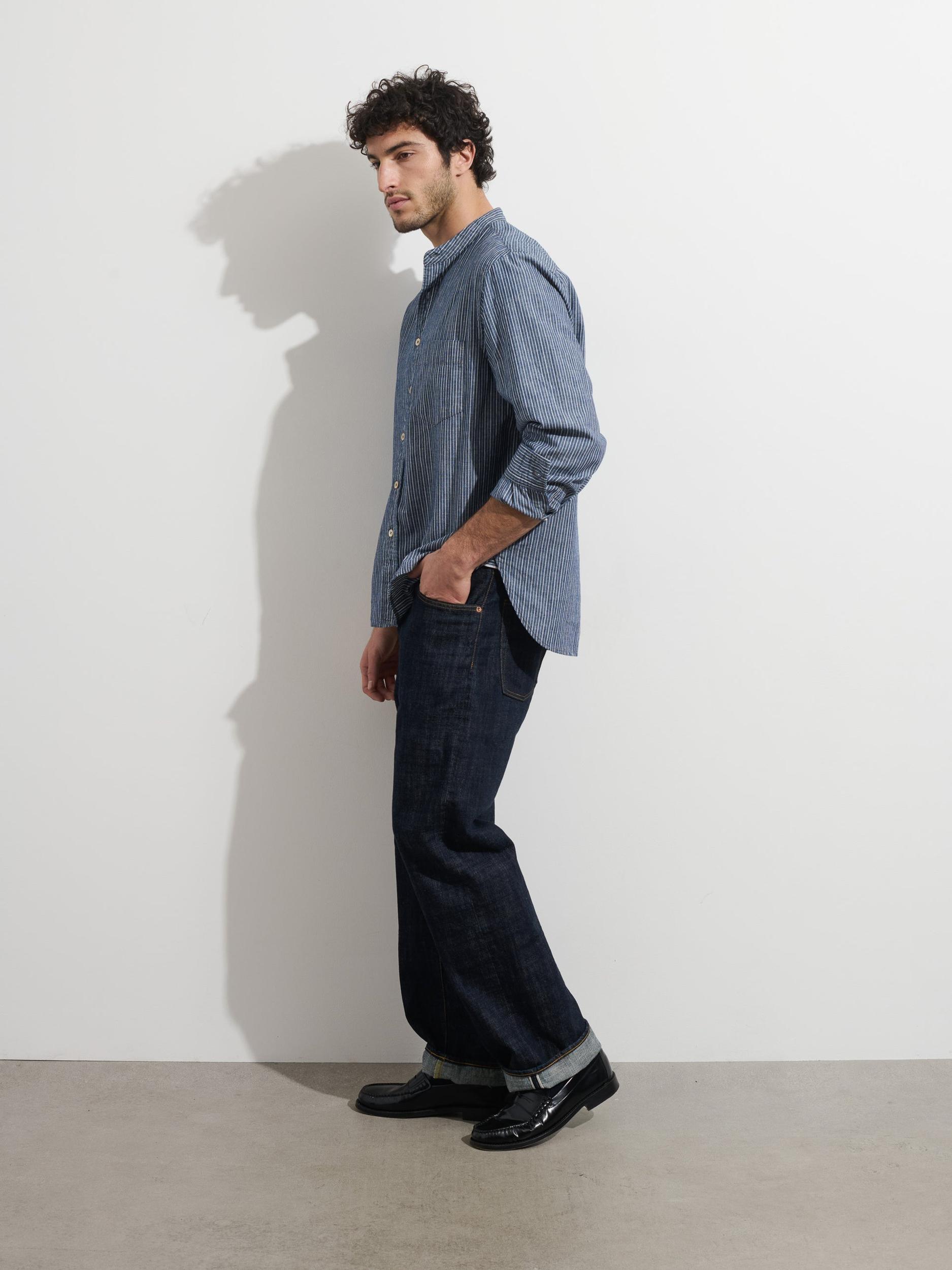 OMNIGOD x Alex Mill Band Collar Shirt in Stripe Product Image