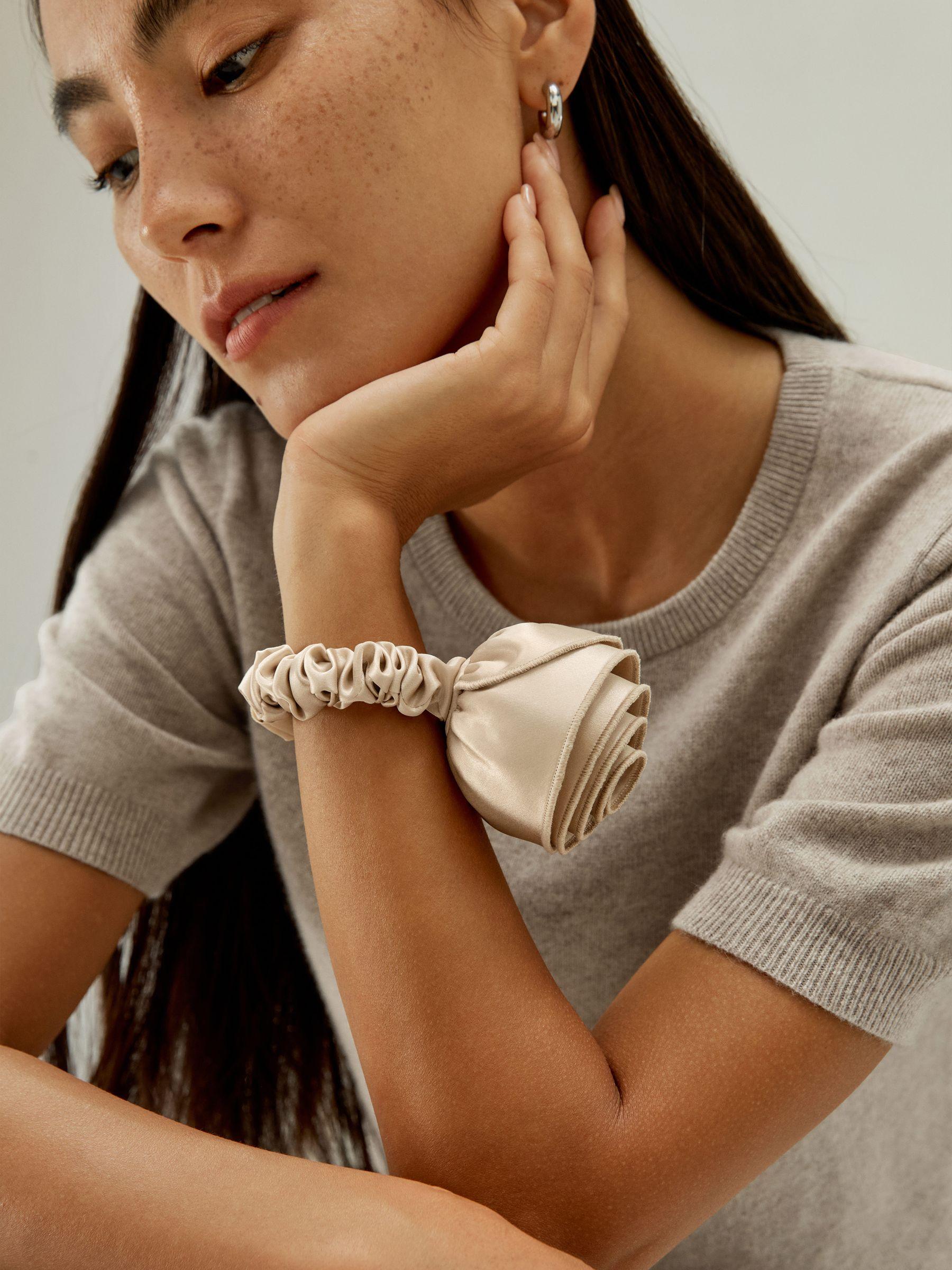 Champagne Rosette Silk Scrunchie Product Image