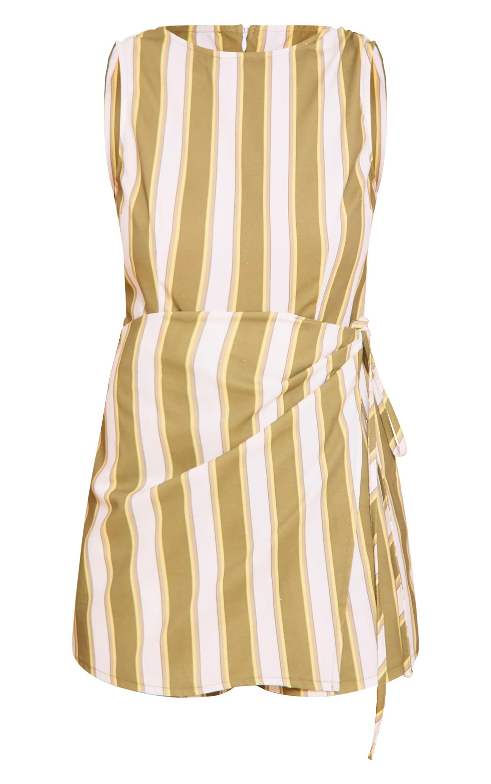 Sage Stripe Wrap Front Romper Product Image