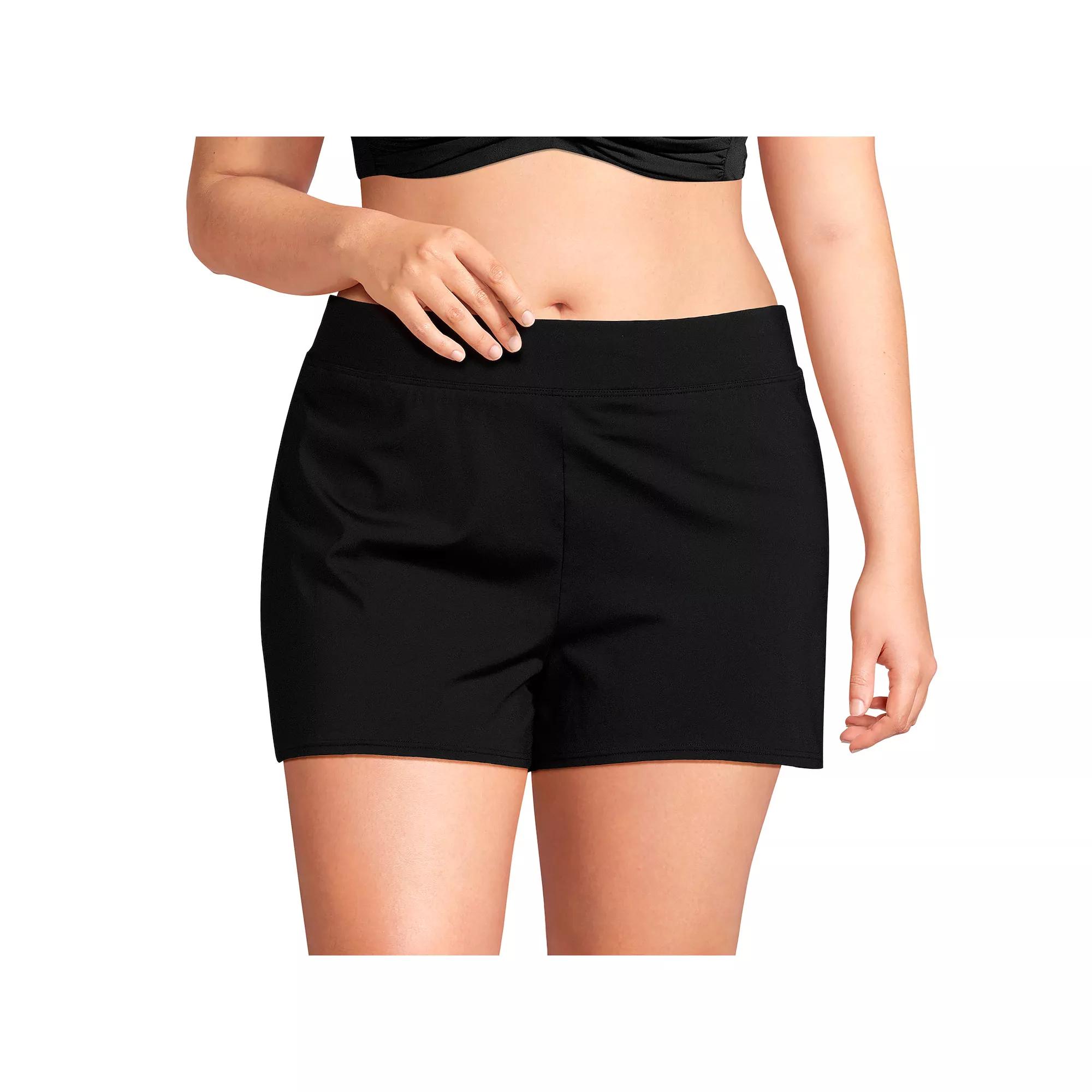 Plus Size Lands' End Chlorine-Resistant Smoothing Control Swim Shorts, Women's, Size: 18 W, Deep  Blue Product Image