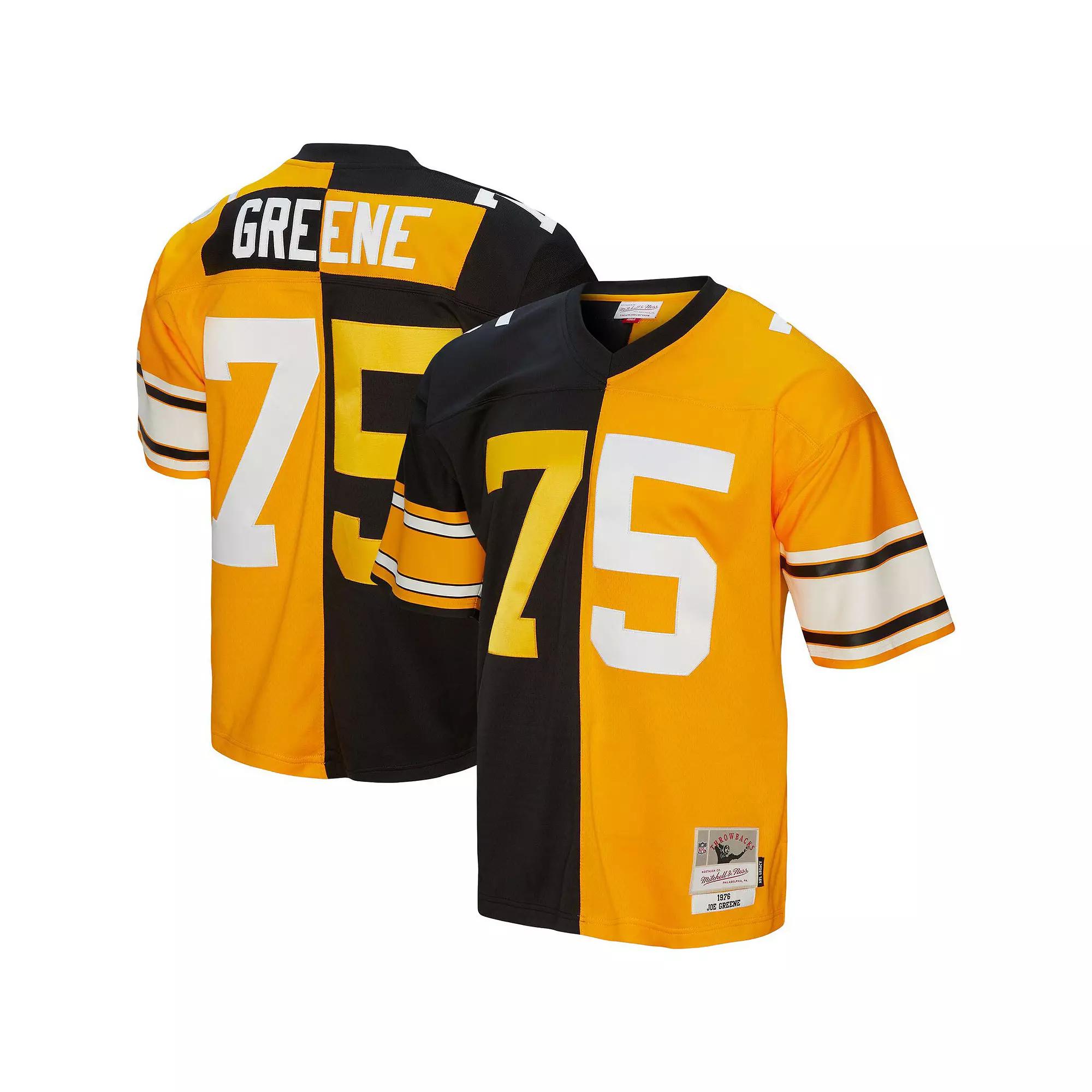 Men's Mitchell & Ness Joe Greene Black/Gold Pittsburgh Steelers 1976 Split Legacy Replica Jersey, Size: Large Product Image