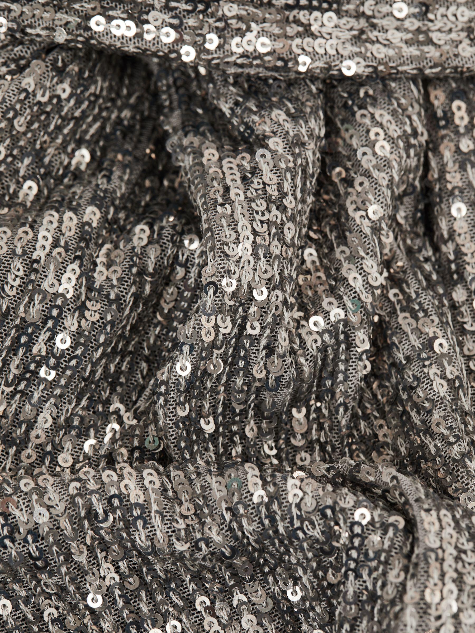 Halston Sequin Wrap Midi Dress in Silver Product Image