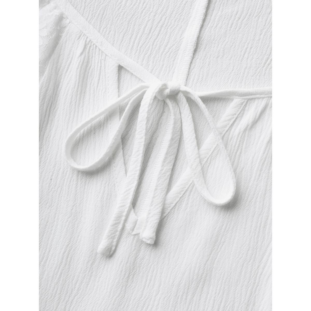 Plus Size Originalwhite Floral Print Panel Sheer Keyhole Blouse Women Short sleeve Round Neck Elegant Blouses BloomChic 26/4X Product Image