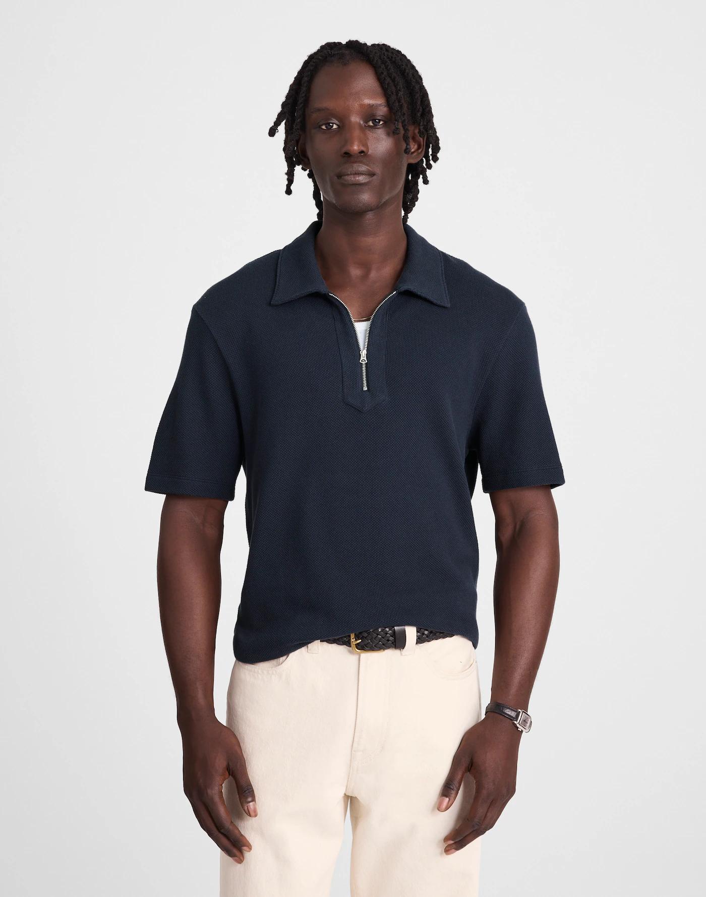 Quarter-Zip Pique Polo Shirt Product Image