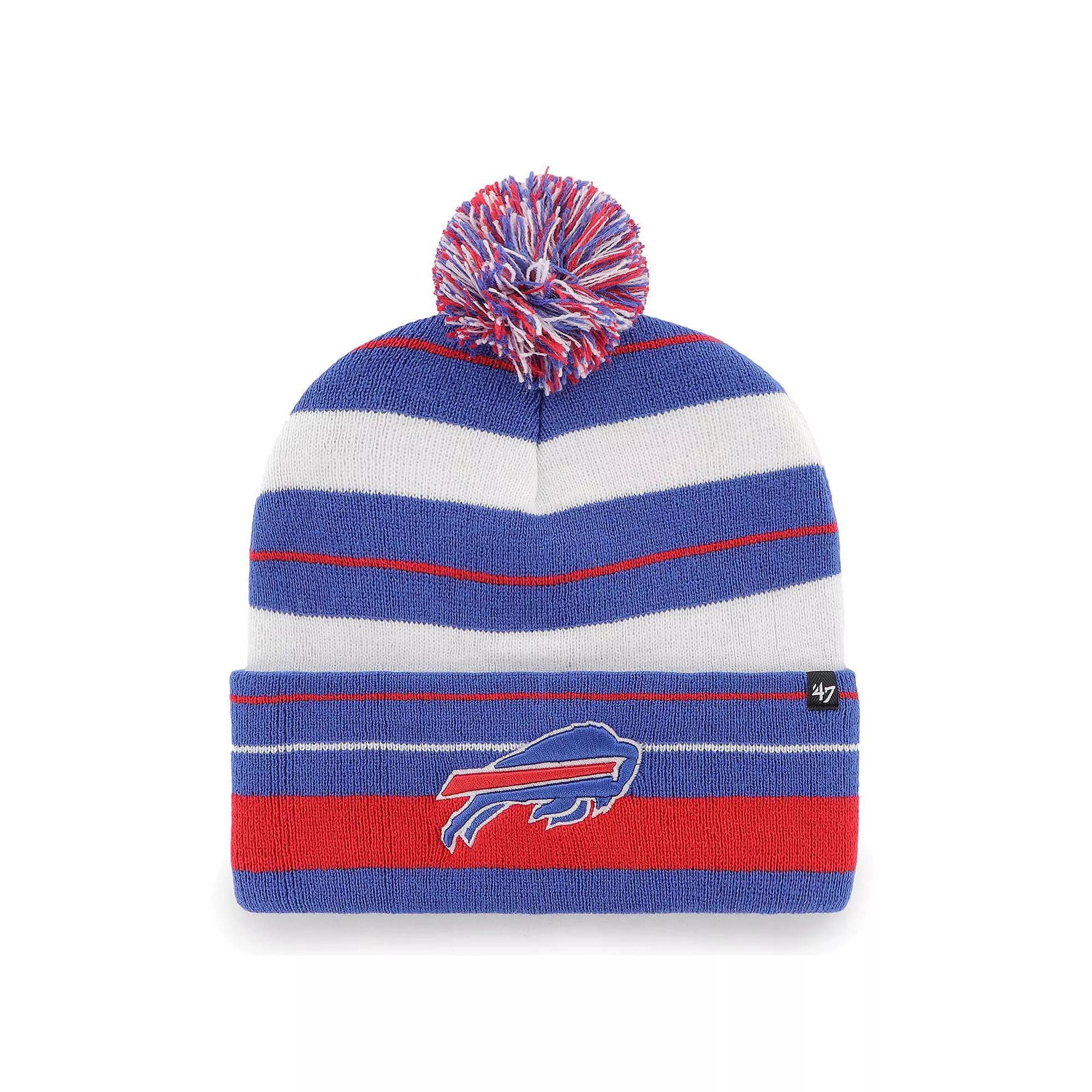 Men's '47 Royal Buffalo Bills Powerline Cuffed Knit Hat with Pom, Blue Product Image