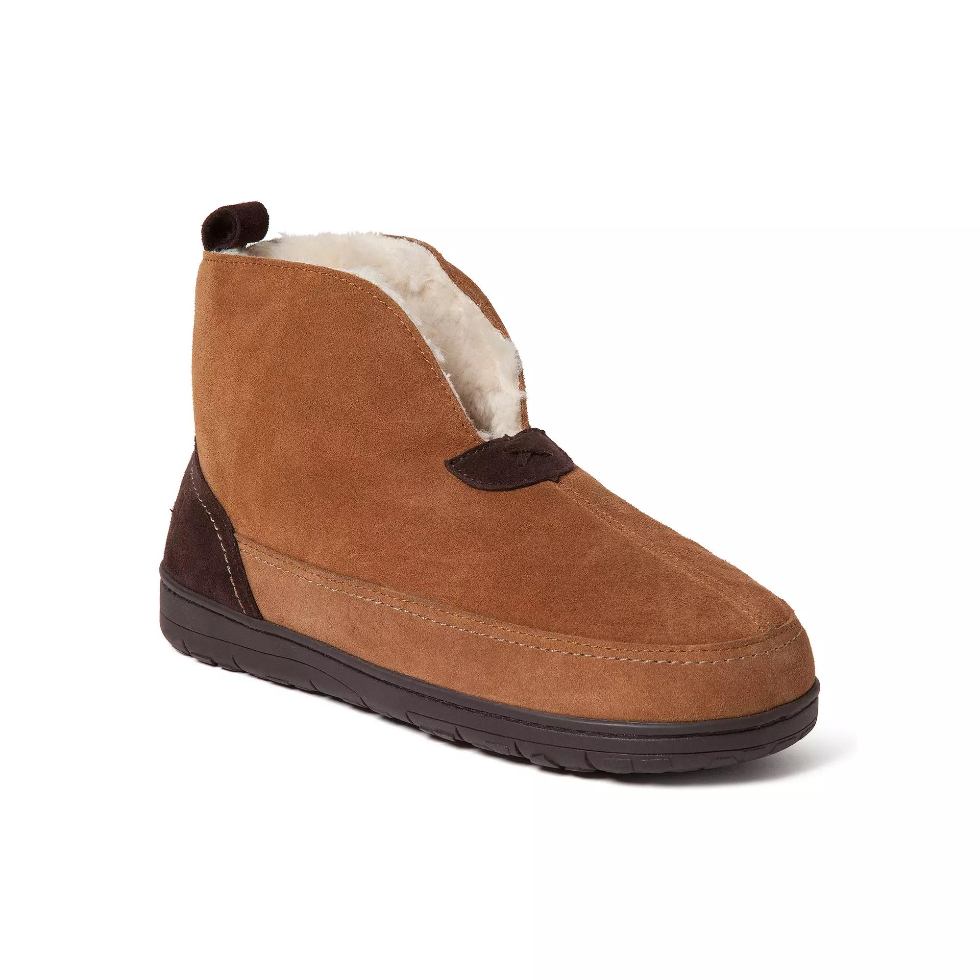 Men's Dearfoams Genuine Suede Notched Boot, Size: 9 Medium, Brown Product Image