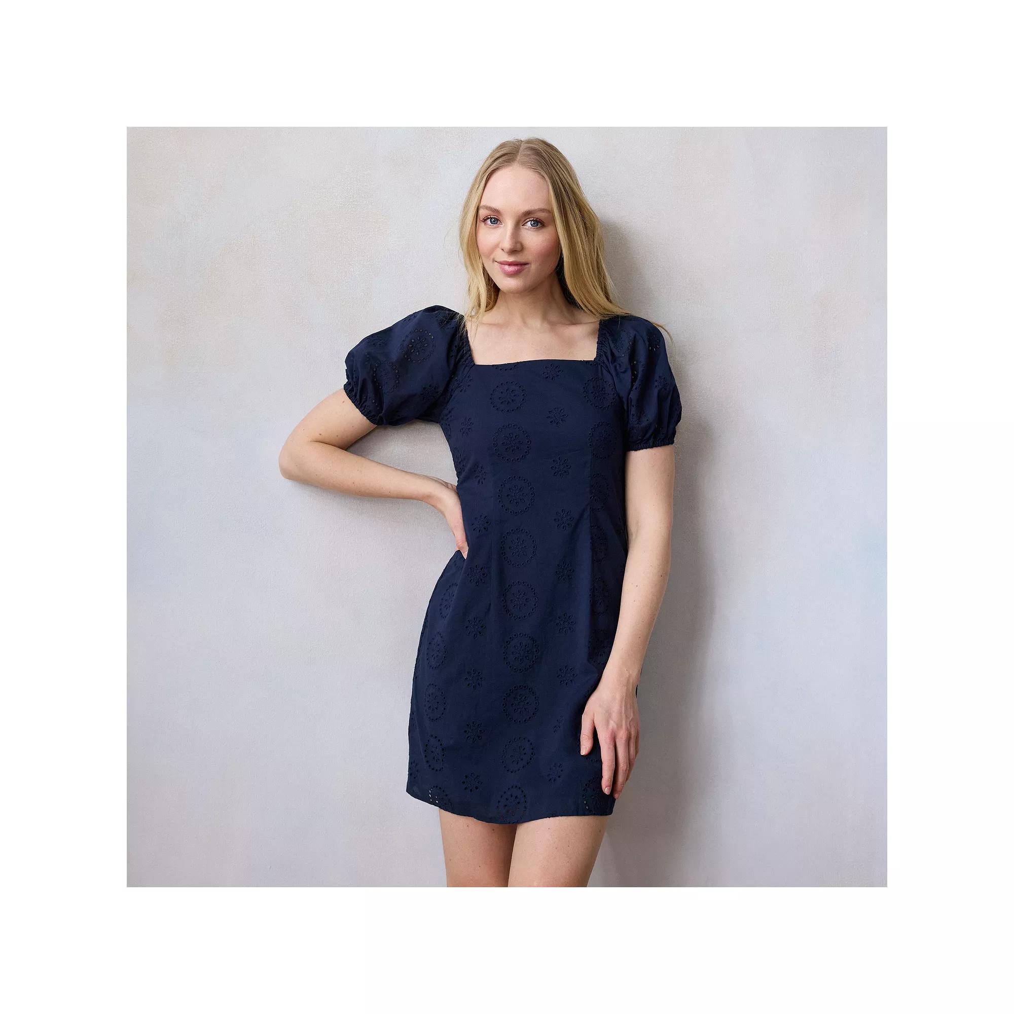 Women's LC Lauren Conrad Puff Sleeve Squareneck Mini Dress,  Product Image