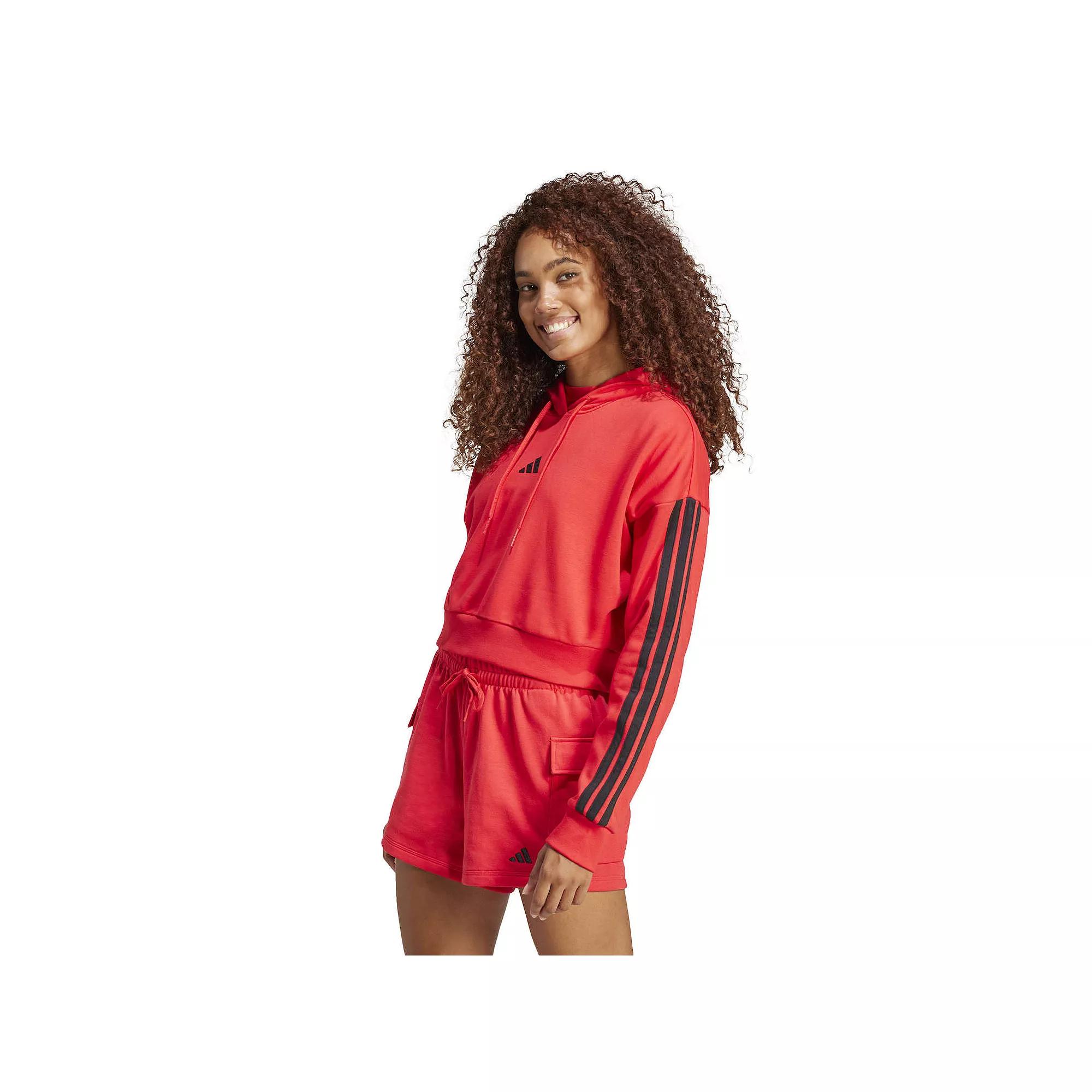 Women's adidas Essentials 3-Stripes French Terry Sportswear Hoodie, Size: XL, Pure Red Product Image
