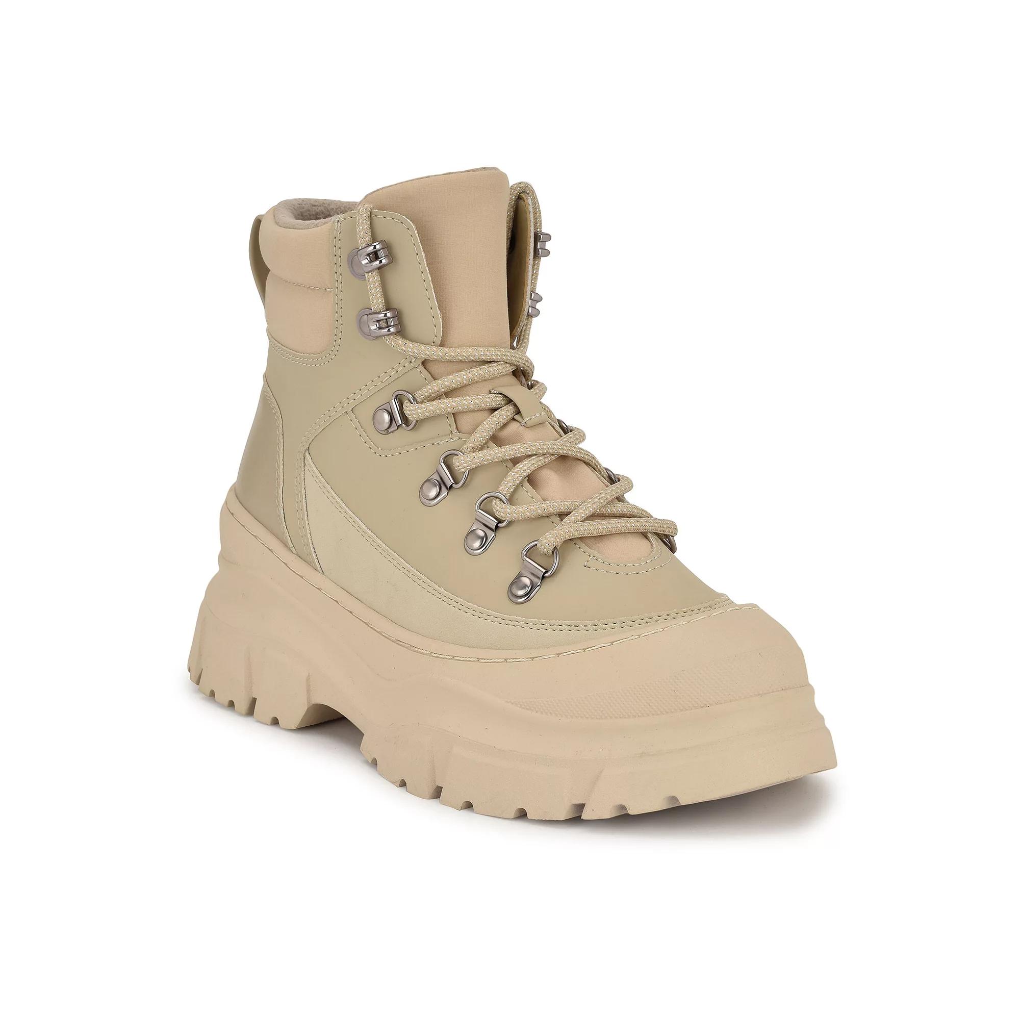 Nine West Budde Lace-Up Lug Sole Women's Booties, Size: 7.5, Light Natural Product Image