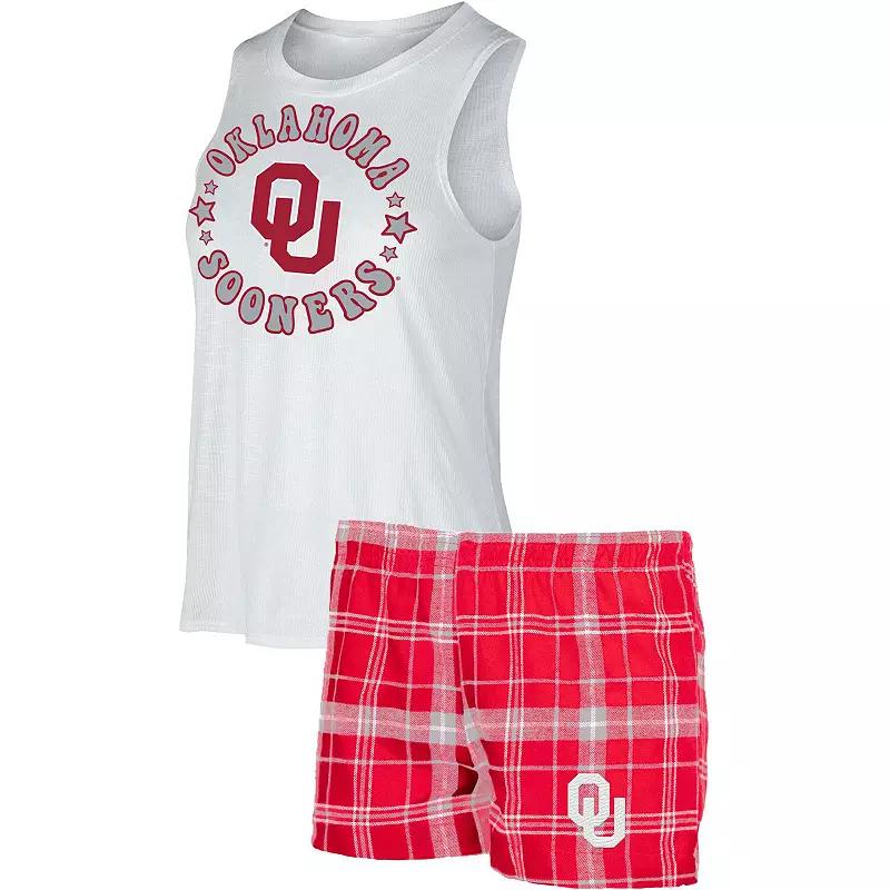 Women's Concepts Sport Crimson/White Oklahoma Sooners Ultimate Flannel Tank Top & Shorts Sleep Set, Size: Medium, Red Product Image