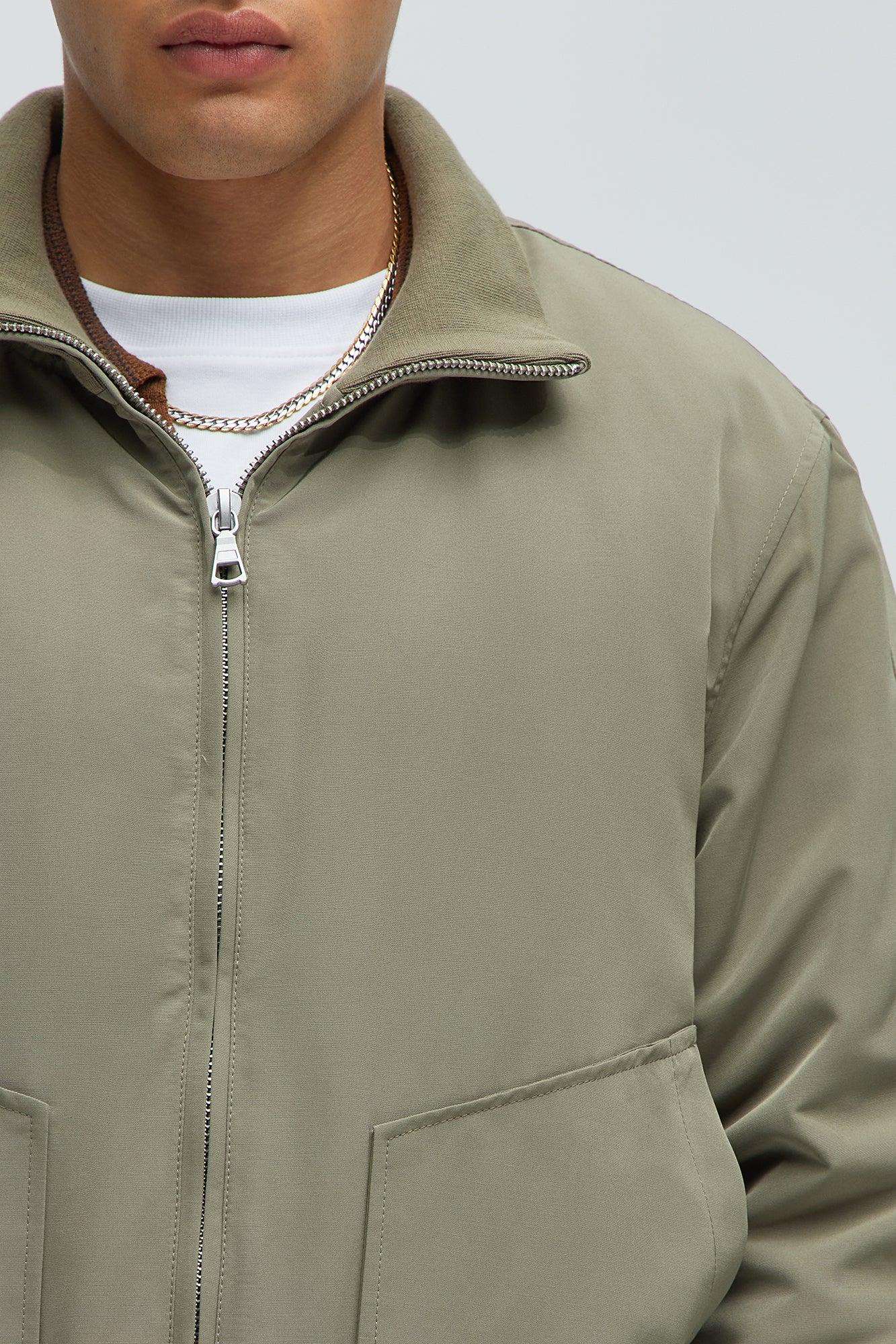 Favre Zip-Through Mock Neck Bomber Jacket - Olive Product Image