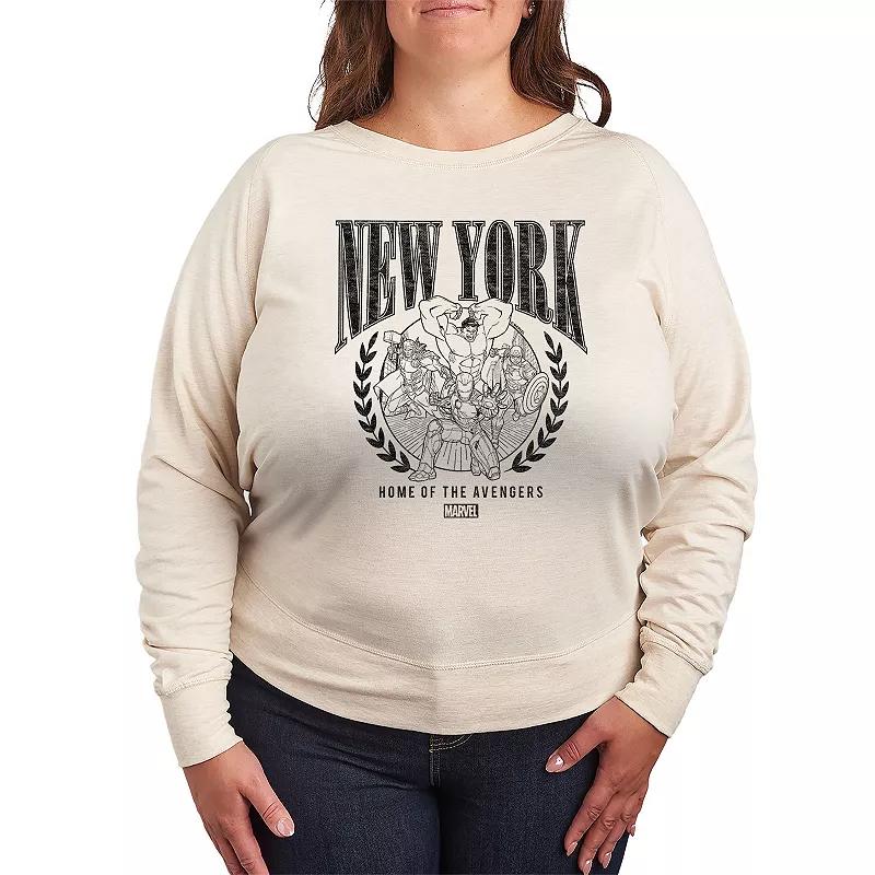 Plus Size Marvel Avengers New York French Terry Long Sleeve Tee, Womens Product Image
