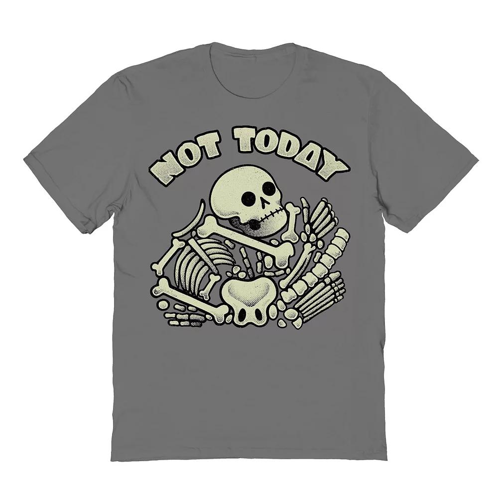 Men's Breathing Not Today Skeleton Halloween Graphic Tee, Size: Large, Grey Product Image
