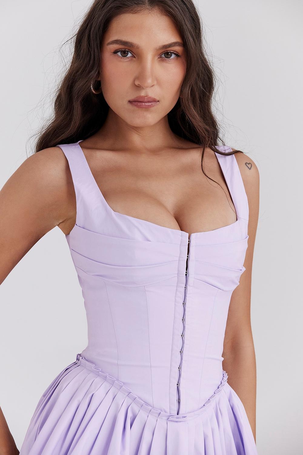 Cupid  orchid pleated cotton mini dress Product Image