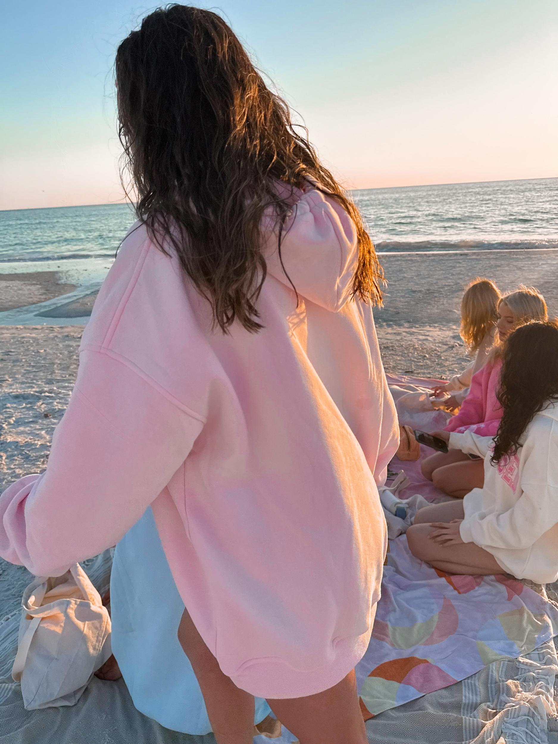 Tana Light Pink Embroider Sunkissedcoconut Hoodie Product Image