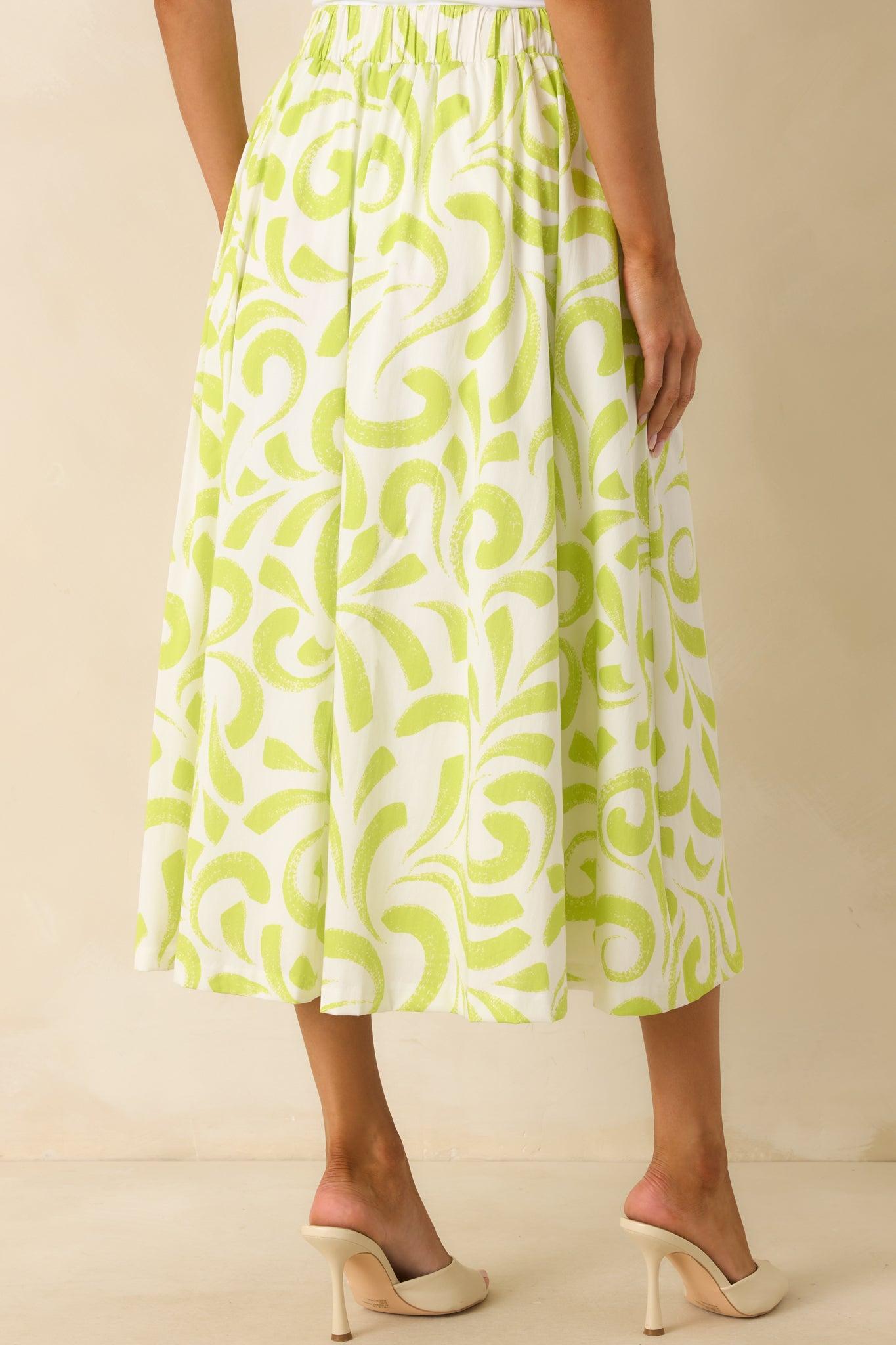 Prosperina Erica Multi Tropical Print Cotton Midi Skirt Product Image
