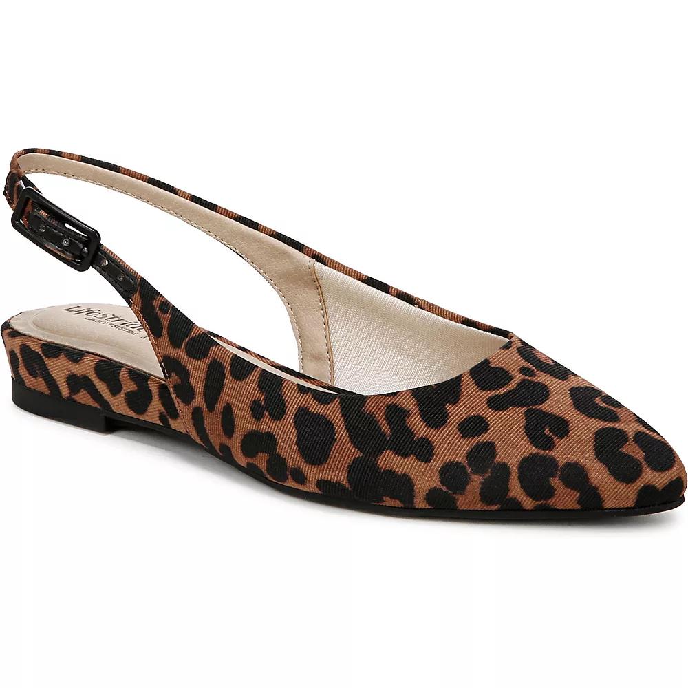LifeStride Percy Women's Slingback Flats, Size: 7.5, Brown Animal Print Product Image