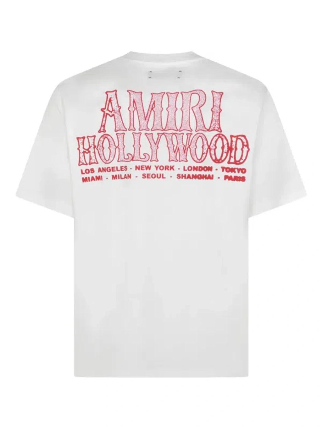 AMIRI Hollywood Oversize Logo Graphic T-shirt In White Product Image