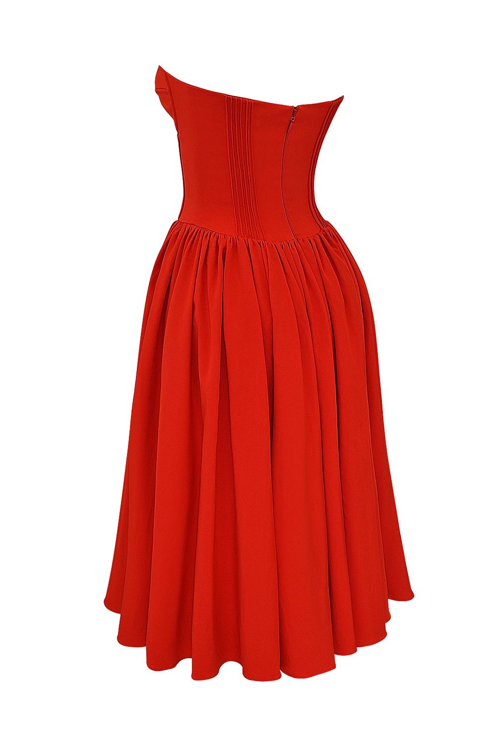 Elizabeth  italian tomato strapless midi sundress Product Image