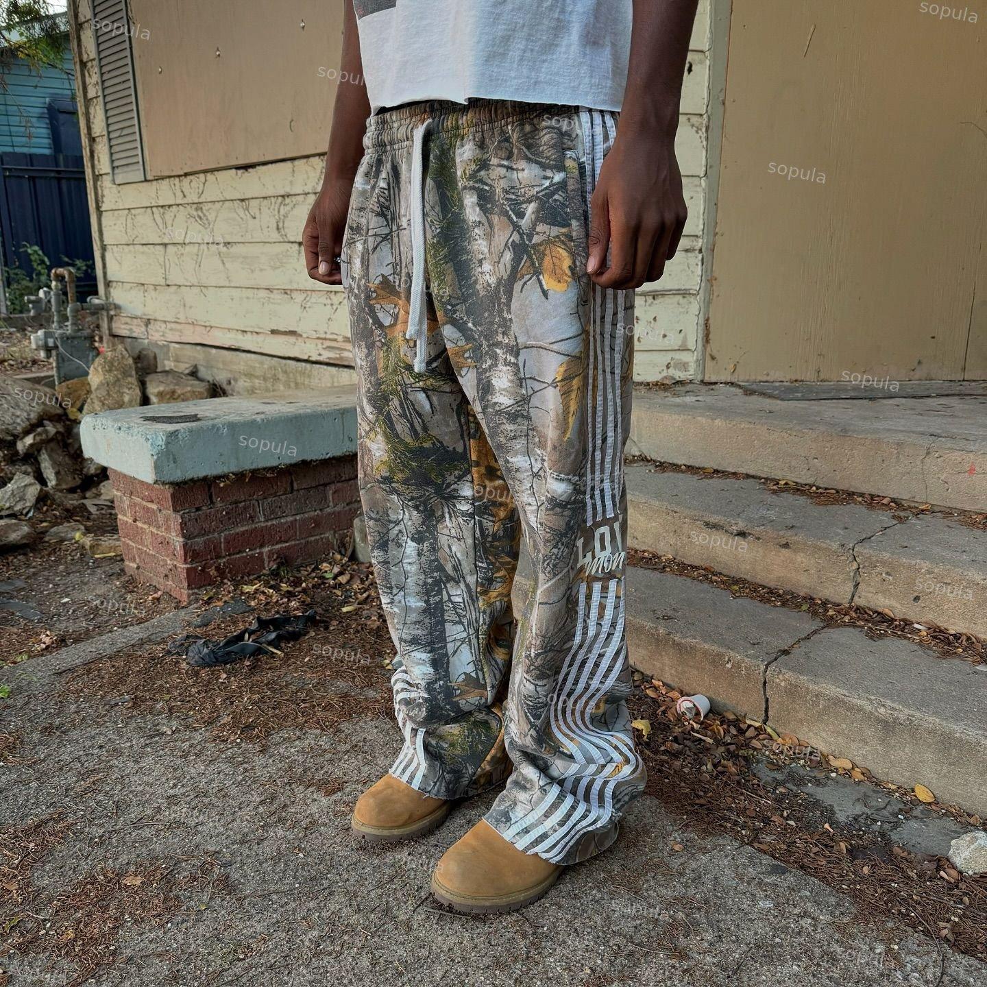 Sopula Artistic Vintage Love Money Camouflage Casual Flared Trousers Product Image