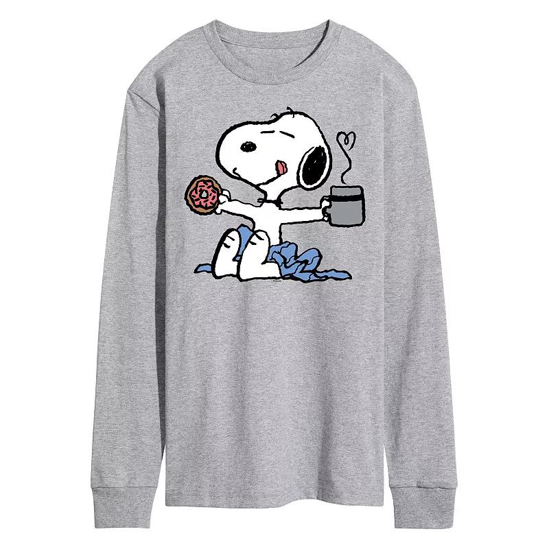 Men's Peanuts Snoopy Donut Coffee Long Sleeve,  Product Image