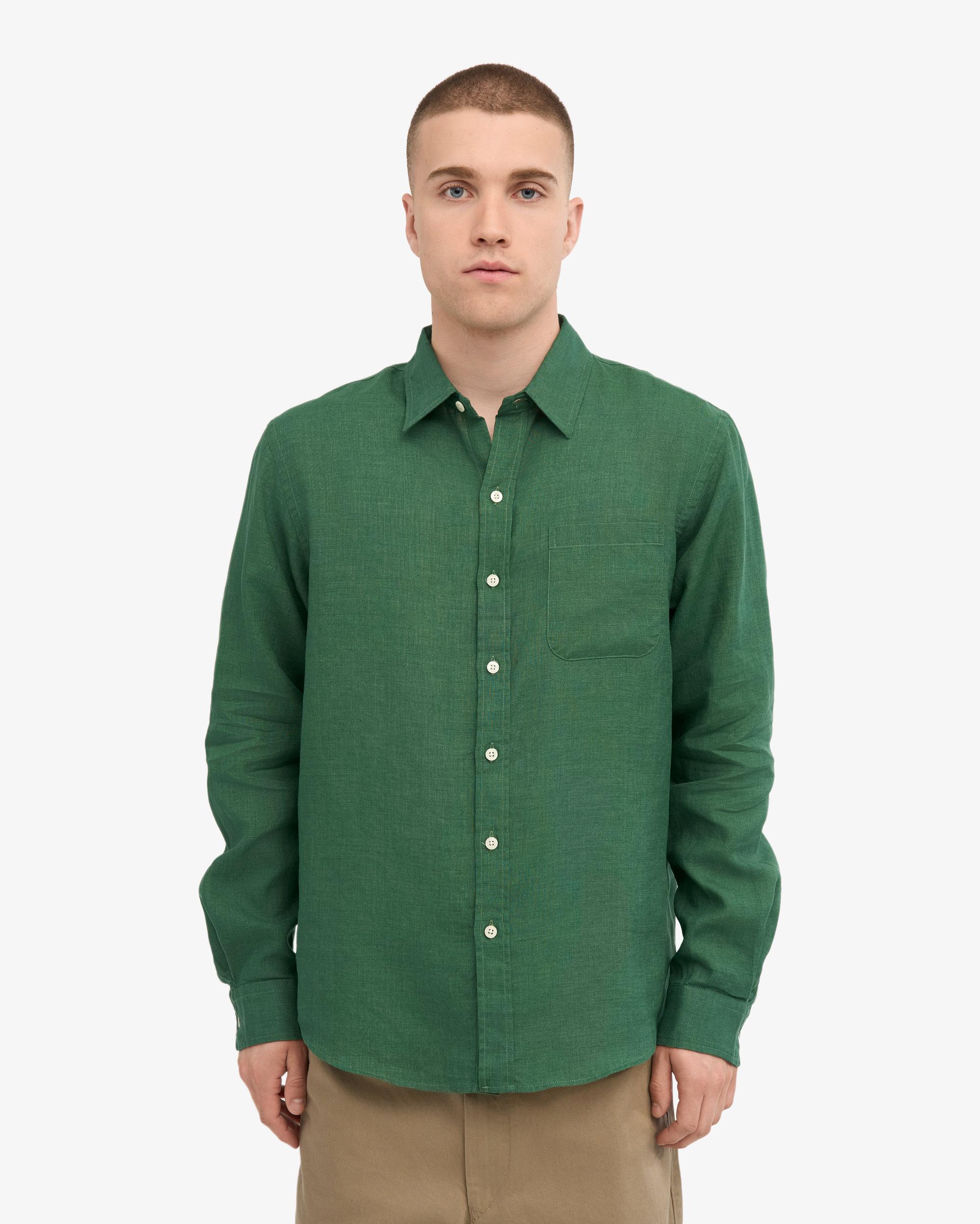 Linen Shirt - Emerald Green Product Image