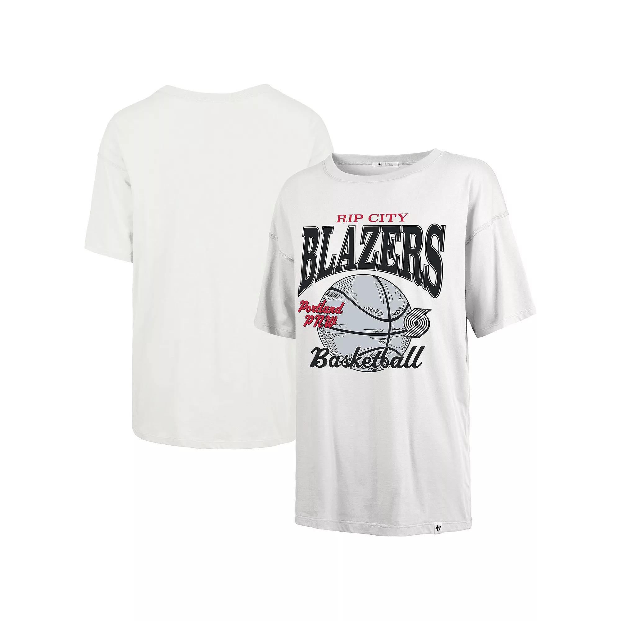 Women's '47 White Portland Trail Blazers City Edition Down Court Sadie T-Shirt,  Product Image