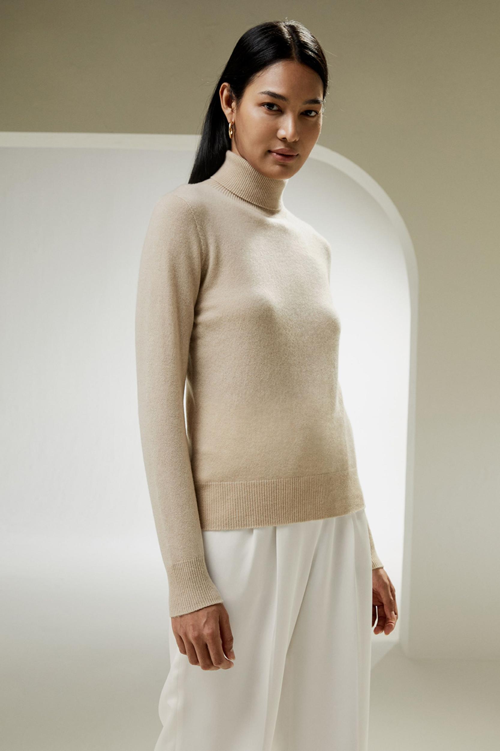 LILYSILK 100% Cashmere Sweater Women Turtleneck Design Wardrobe Must-have Black Product Image