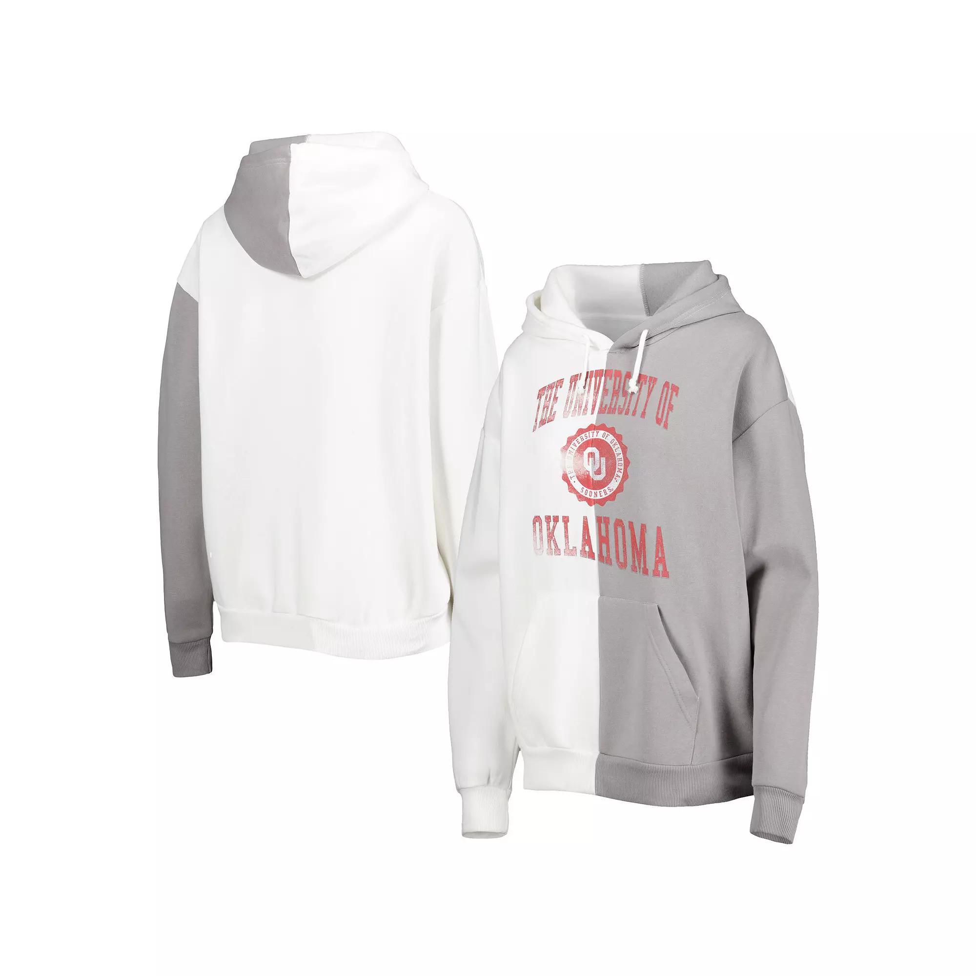Women's Gameday Couture Gray/White Oklahoma Sooners Split Pullover Hoodie, Size: Large Product Image