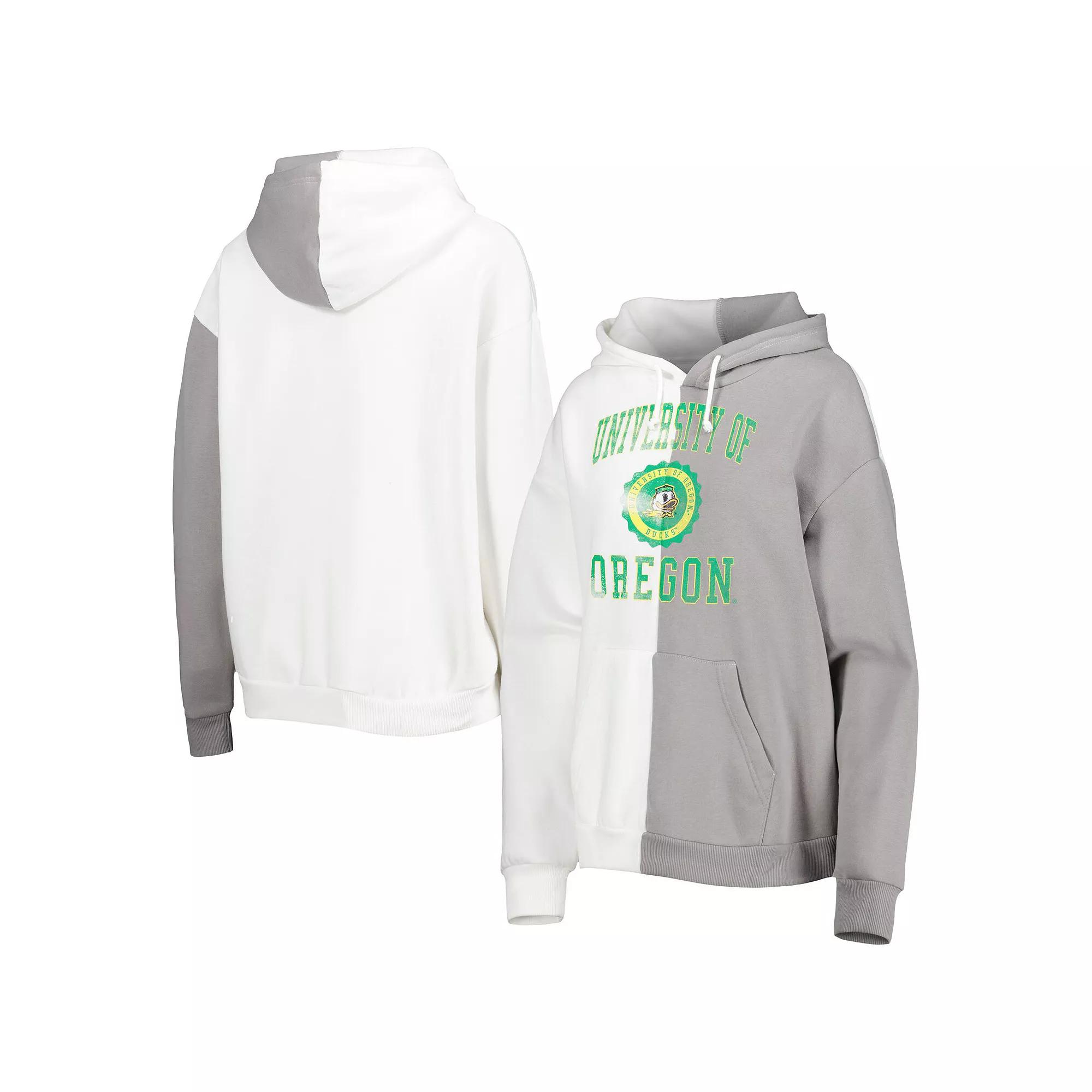 Women's Gameday Couture Gray/White Oregon Ducks Split Pullover Hoodie, Size: XL Product Image