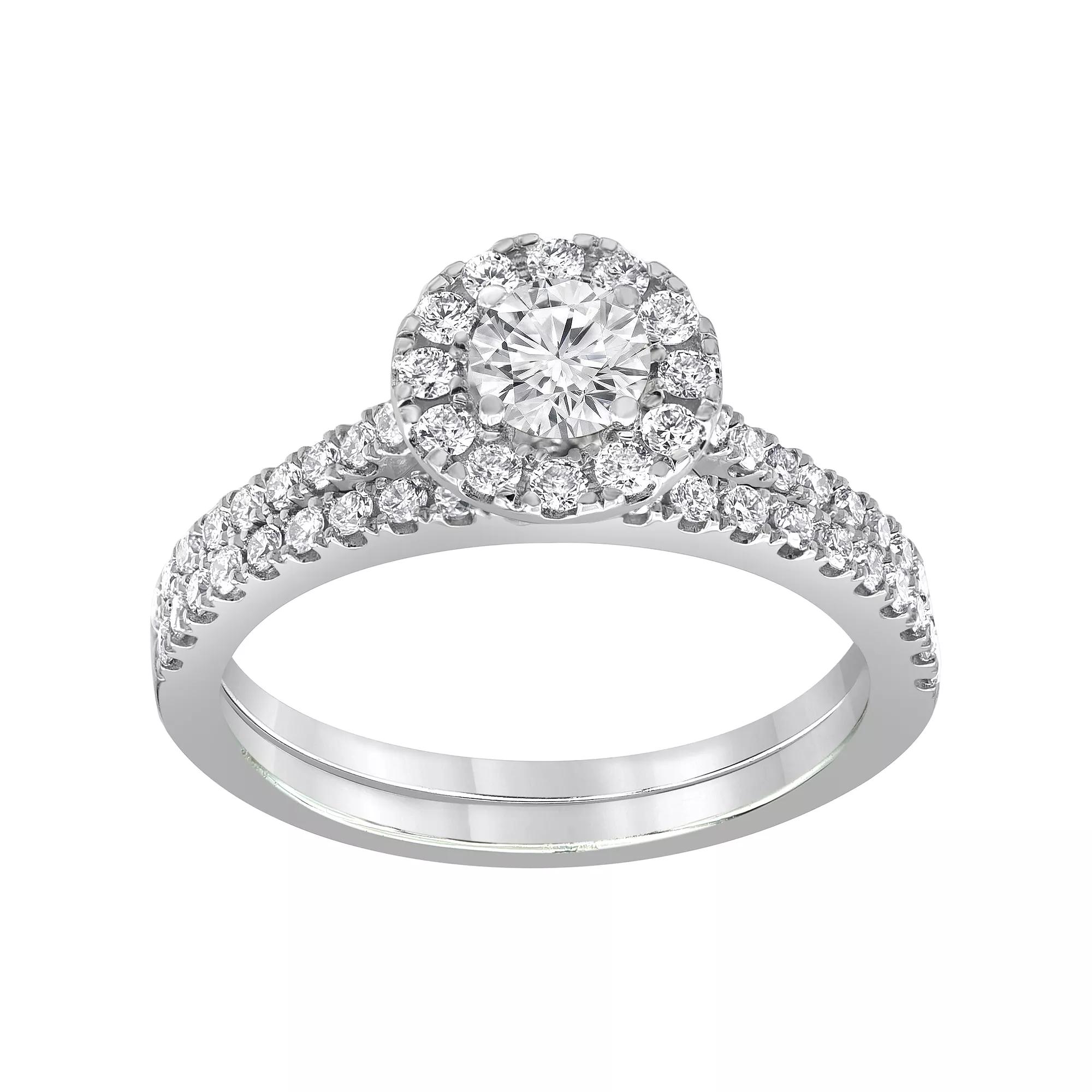 Evolv 14k White Gold 1 Carat T.W. Lab-Grown Diamond Engagement Ring Set, Women's, Size: 7 Product Image