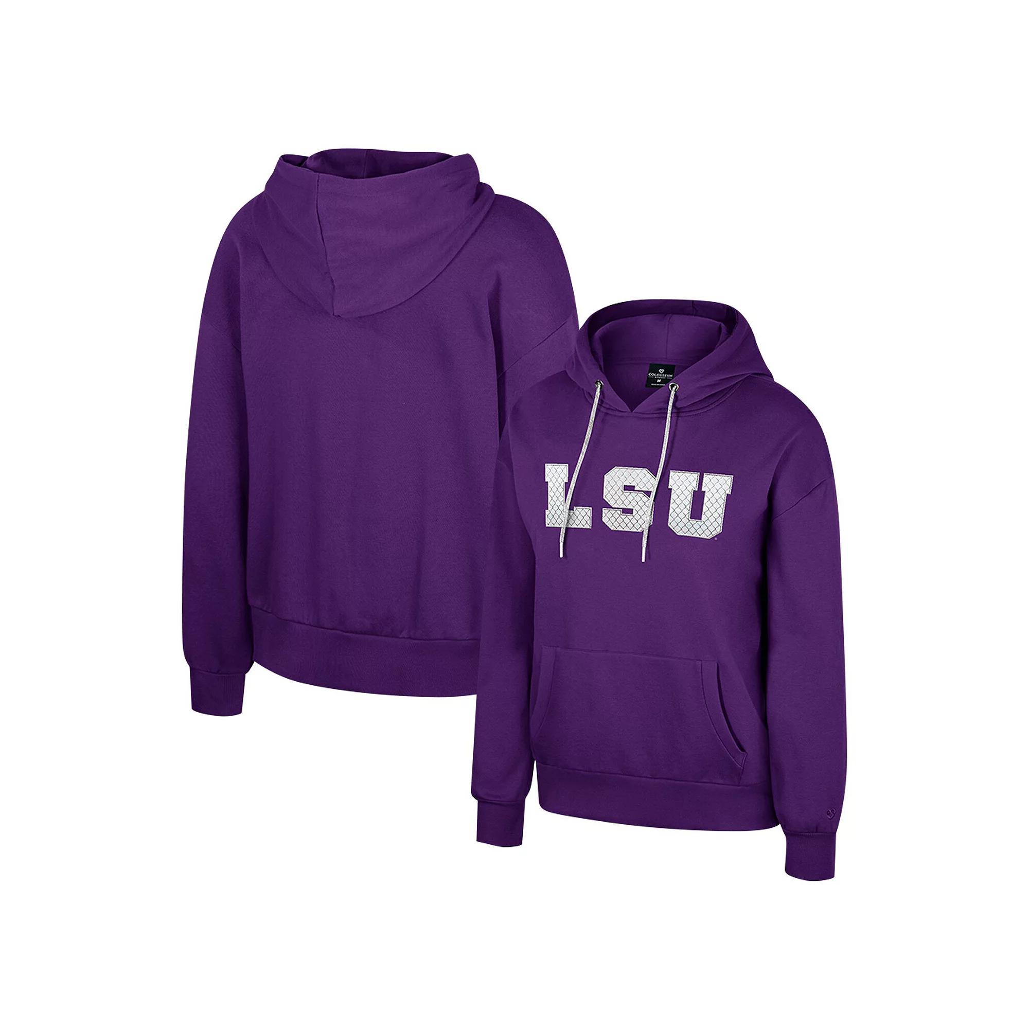 Women's Colosseum Purple LSU Tigers Reflection Rhinestone Drawcord Pullover Hoodie,  Product Image