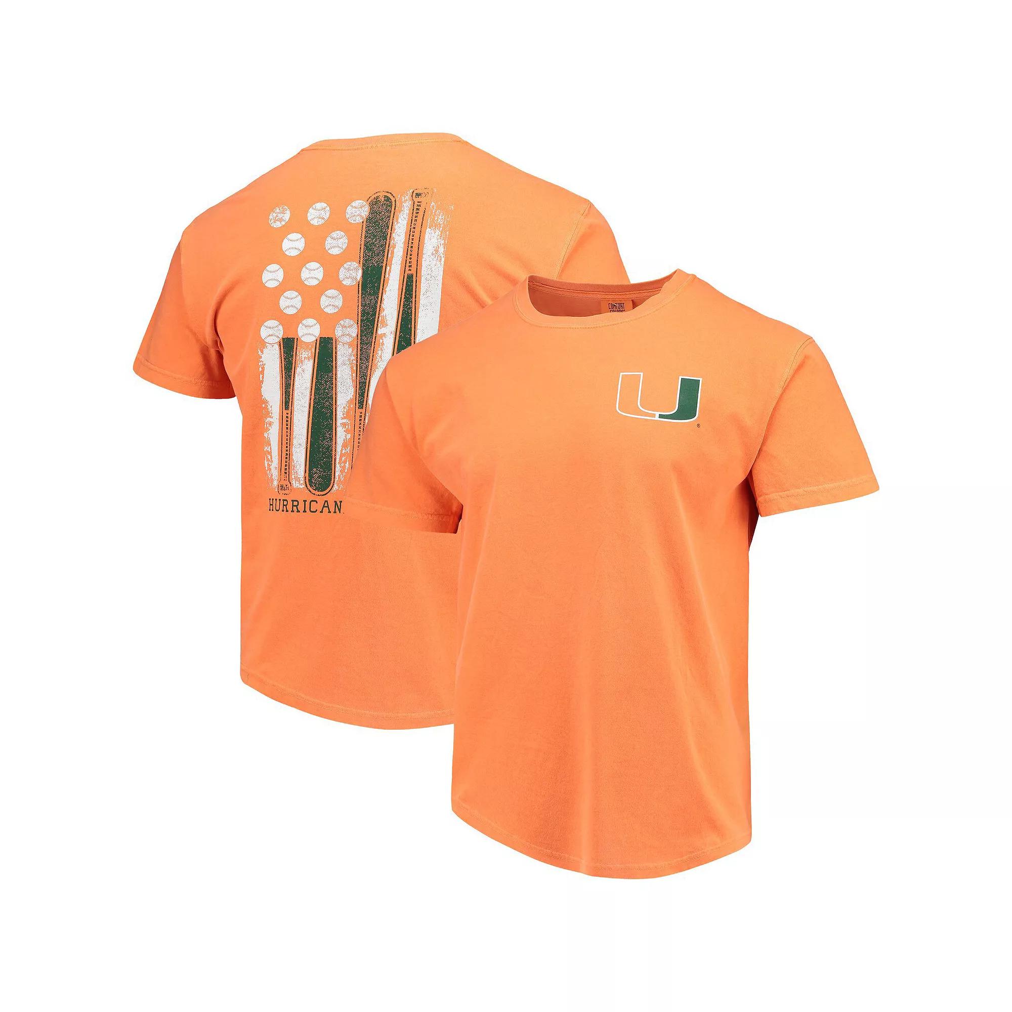 Men's Orange Miami Hurricanes Baseball Flag Comfort Colors T-Shirt,  Product Image