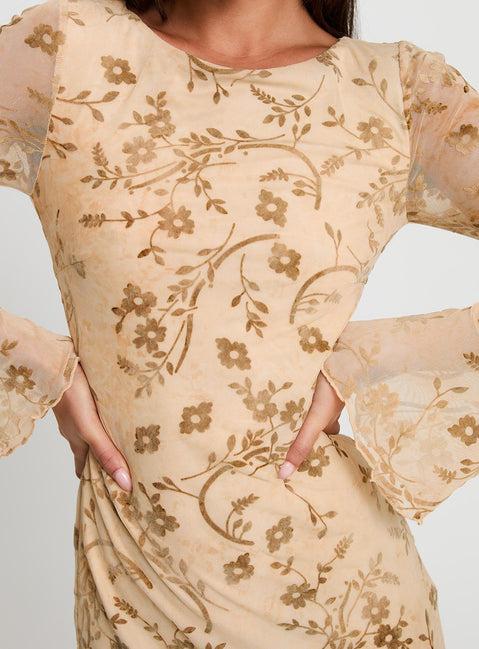 Folklore Long Sleeve Mini Dress Cream Product Image